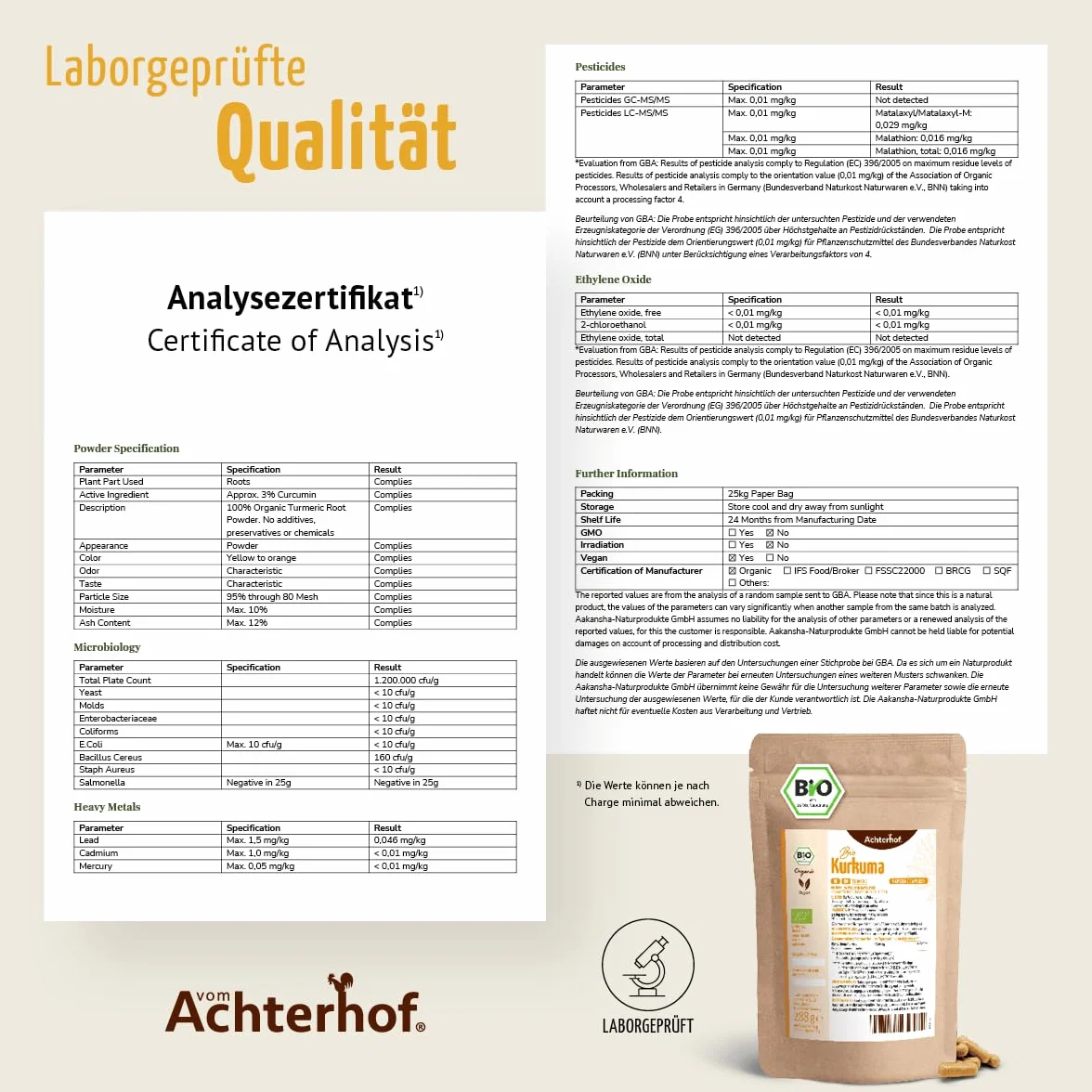 Capsule di curcuma biologiche 4800 mg 400 pezzi ricarica Achterhof