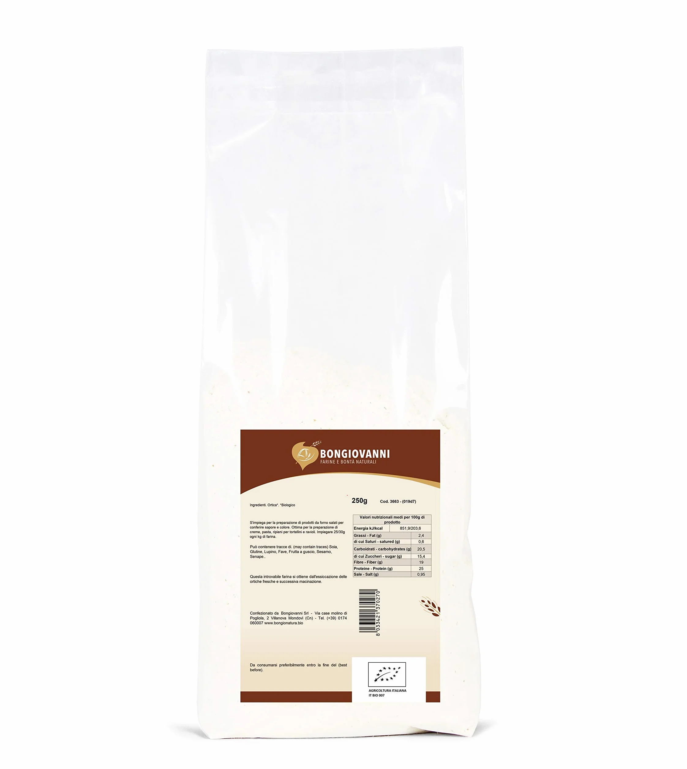 BONGIOVANNI FARINE E BONTA' NATURALI Ortica disidratata in polvere 250g BIO