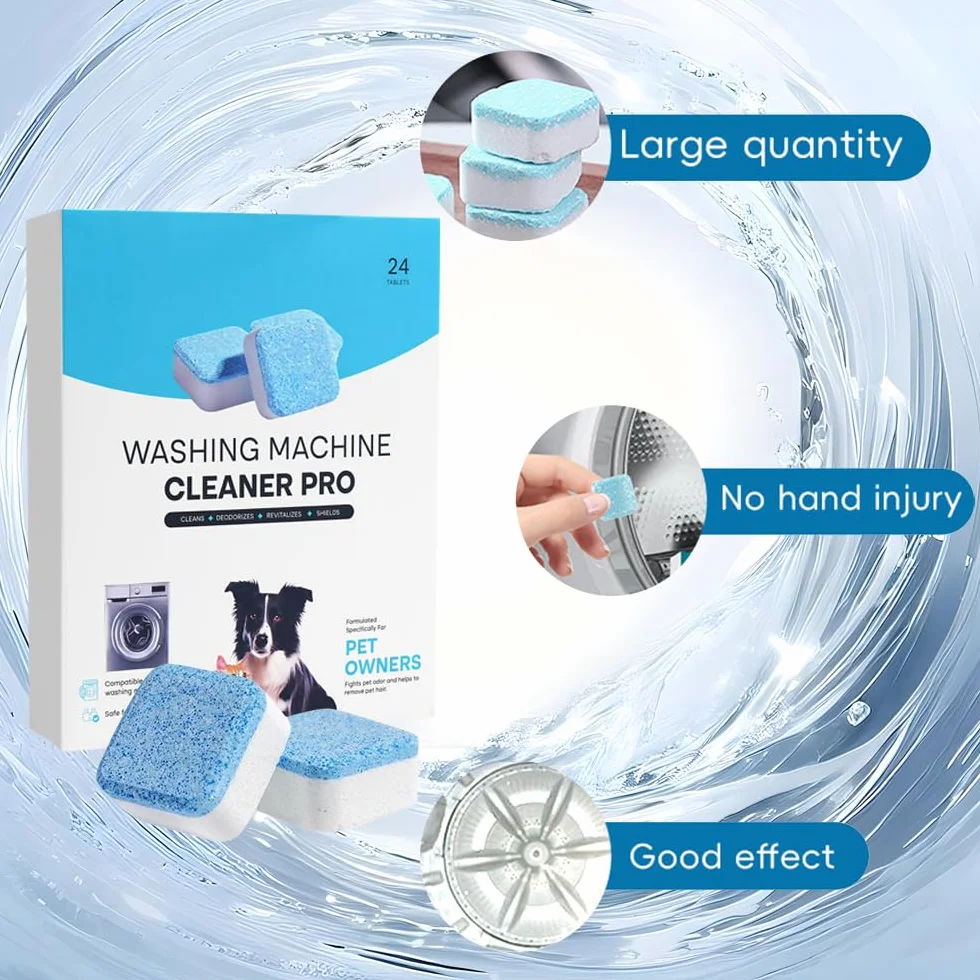 Pulitore per Lavatrice 24 Pezzi Pastiglie Anticalcare Effervescenti Rimuove Sporco Odori