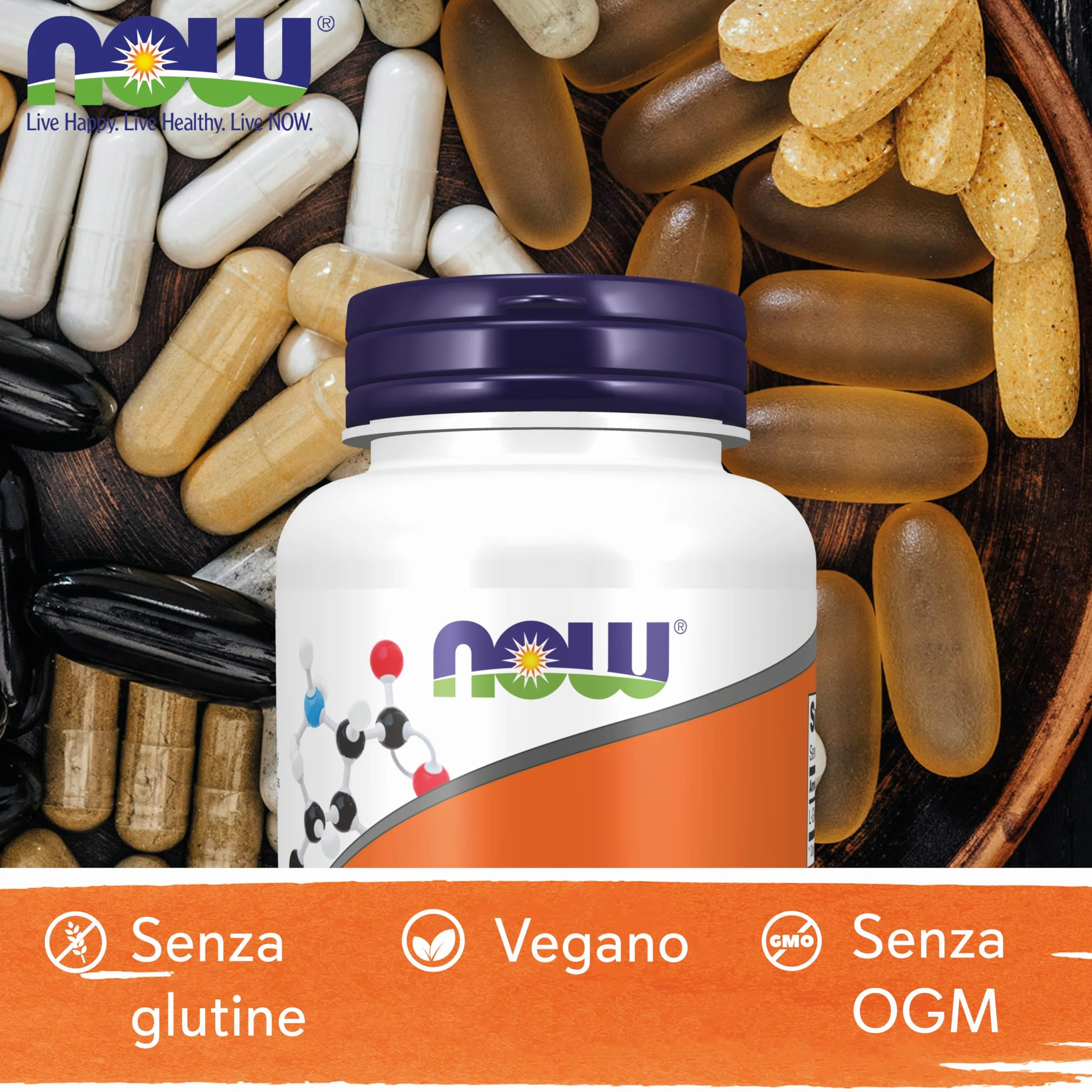 Now Foods, L-Glutamine (L-Glutammina), 500 mg, 120 Capsule vegan, Testato in Laboratorio, Aminoacido, Senza Glutine, Senza Soia, Vegetariano