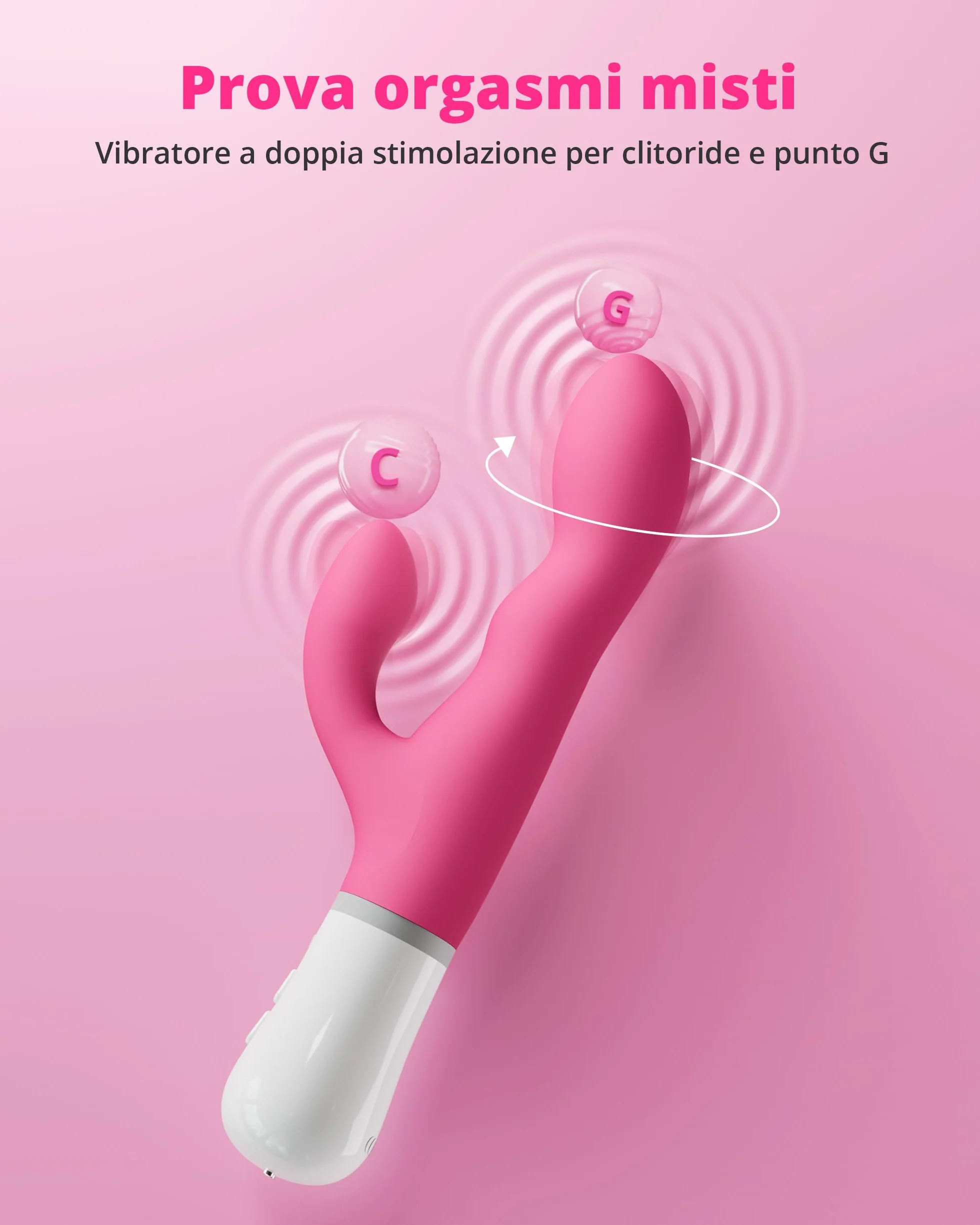 LOVENSE Nora Vibratori Rabbit, Vibratore per Donna, Potente Stimolatore con Testa Rotante e Braccio Vibrante, Ricaricabile e Impermeabile con Smartphone Wireless Bluetooth Control