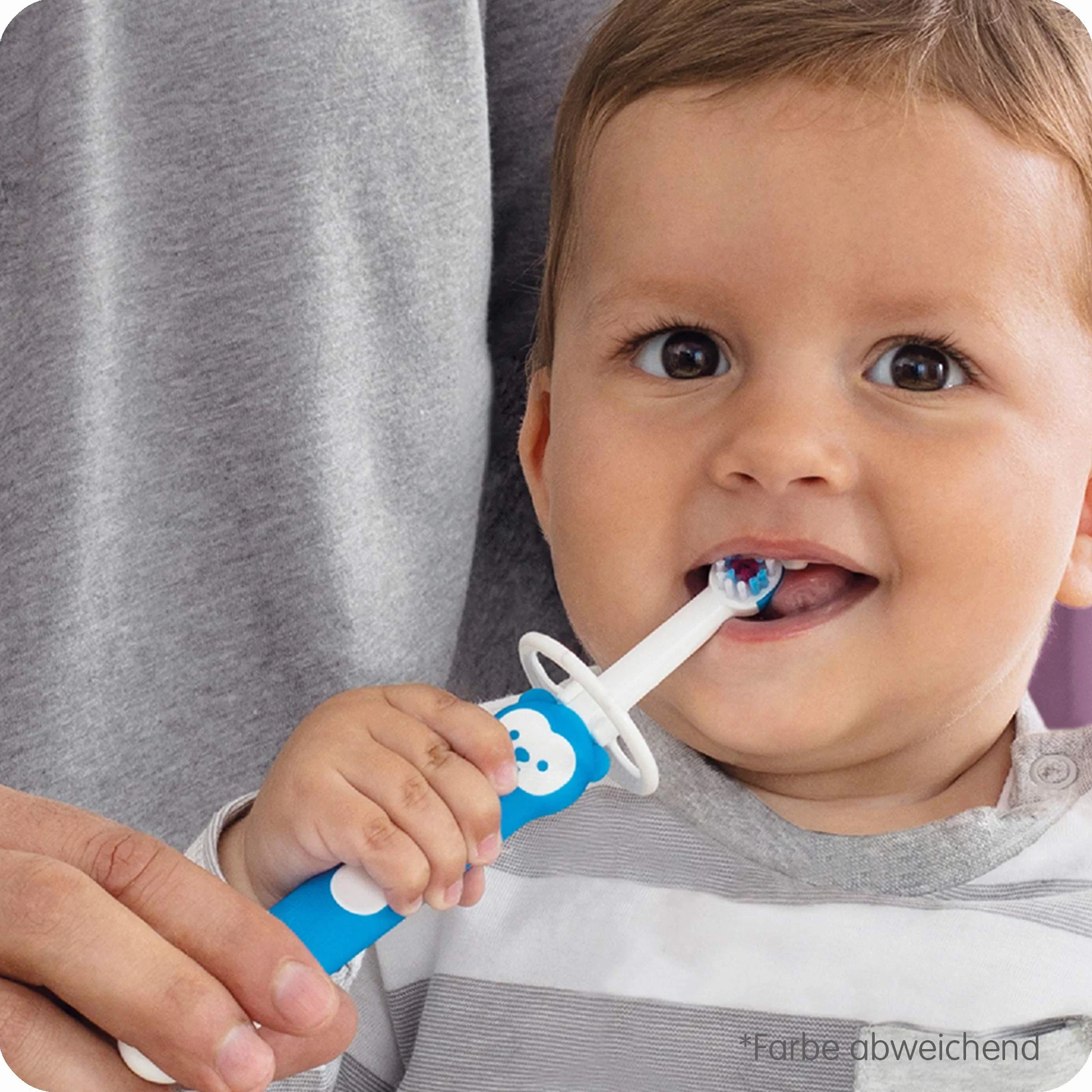 MAM Learn to Brush Set spazzolino da denti per bambini con manico lungo per tenere insieme, spazzolino da denti per bambini allena a lavarsi i denti, a partire dai 5 mesi in su, turchese, 1 pezzo