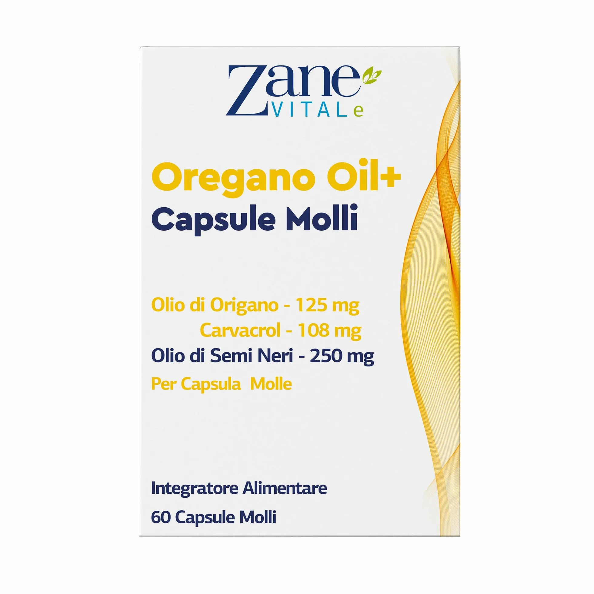 Zane Vital Olio di Origano e Olio di Cumino Nero – Capsule Molli con Carvacrolo e Timochinone – Integratore Alimentare – 60 Capsule