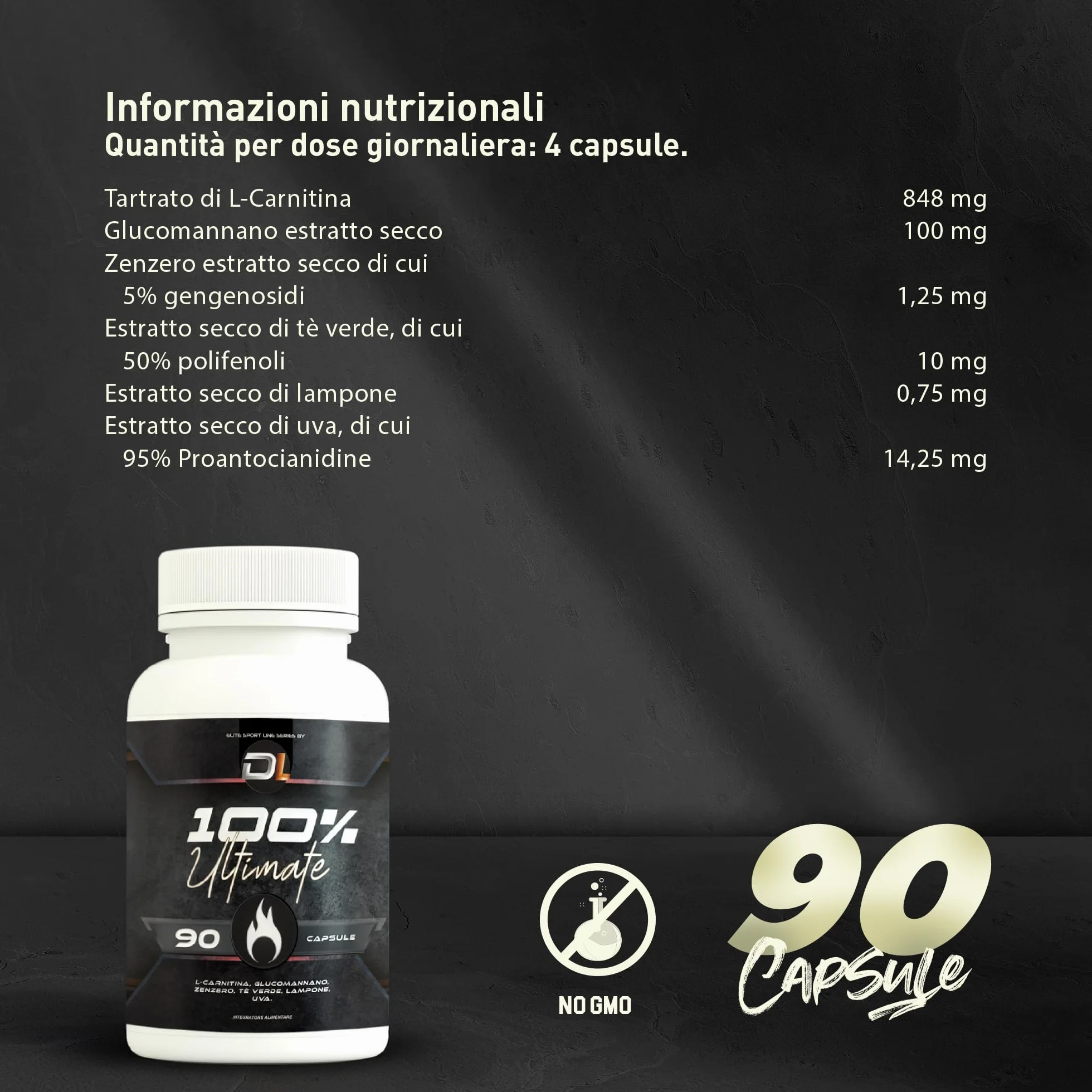 Ultimate Integratori | Integratori naturale | L-carnitina, Glucomannano, Tè verde | Perdere peso | Dimagranti | 90 capsule