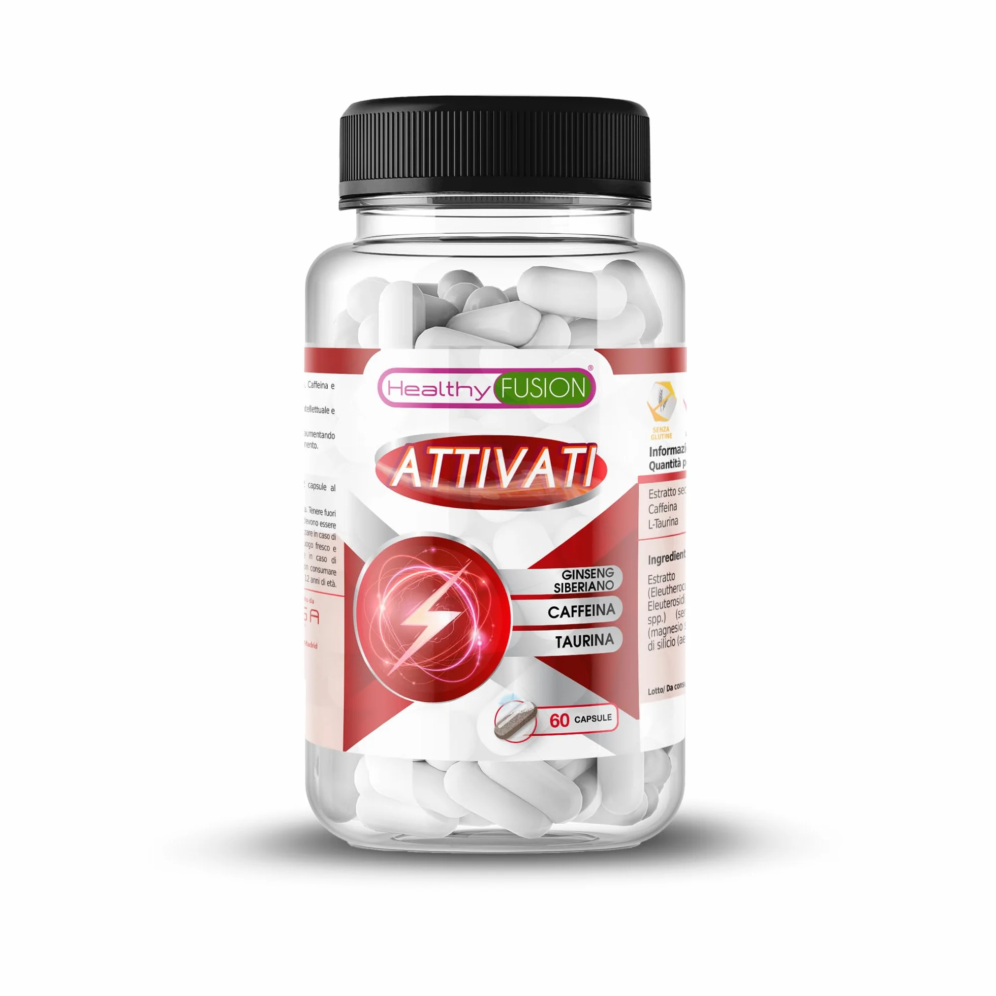 Actívate L-Taurina Cafeína Ginseng Siberiano Integratore alimentare 60 capsule