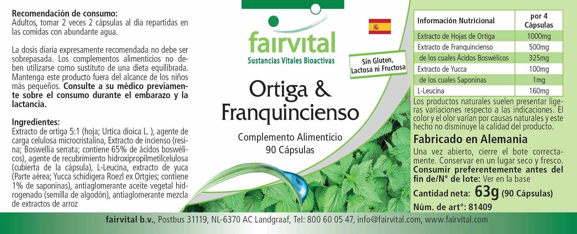 Fairvital Ortica Boswellia 90 Capsule 4000 mg Estratto Vegane