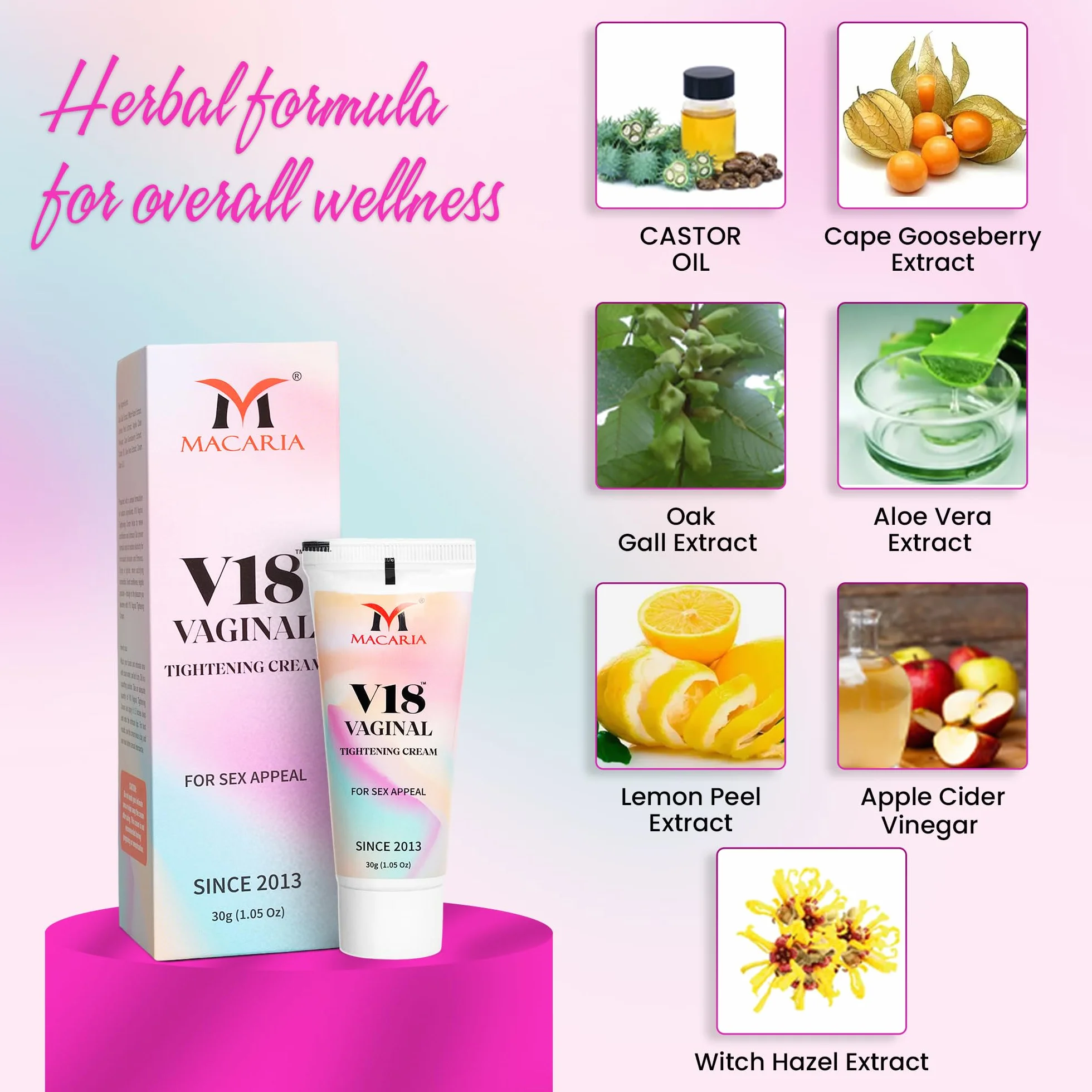 V18 Vaginal Pussy Yoni Tightening Cream Gel, Natural Tightening Gel for Vag, Fast Vagina Tightening. Improves Vaginal Health, Enhances Intimate Sensitivity