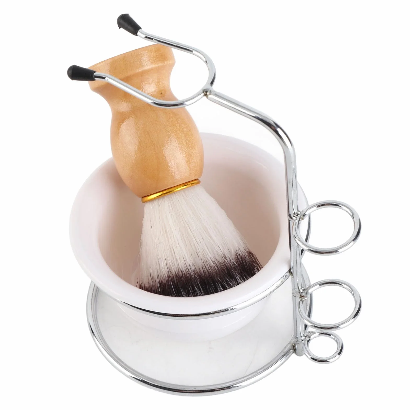 Porta Pennello Barba, Kit Ciotola per Sapone Barba con Design Montabile a Parete per Uomo, Set di Strumenti Portatili per Rasatura Bagnata o Asciutta