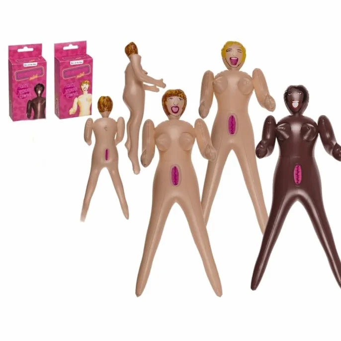 Bambola gonfiabile mini per feste, addio al celibato, 66 cm, 3 motivi assortiti, rosa, con confezione regalo