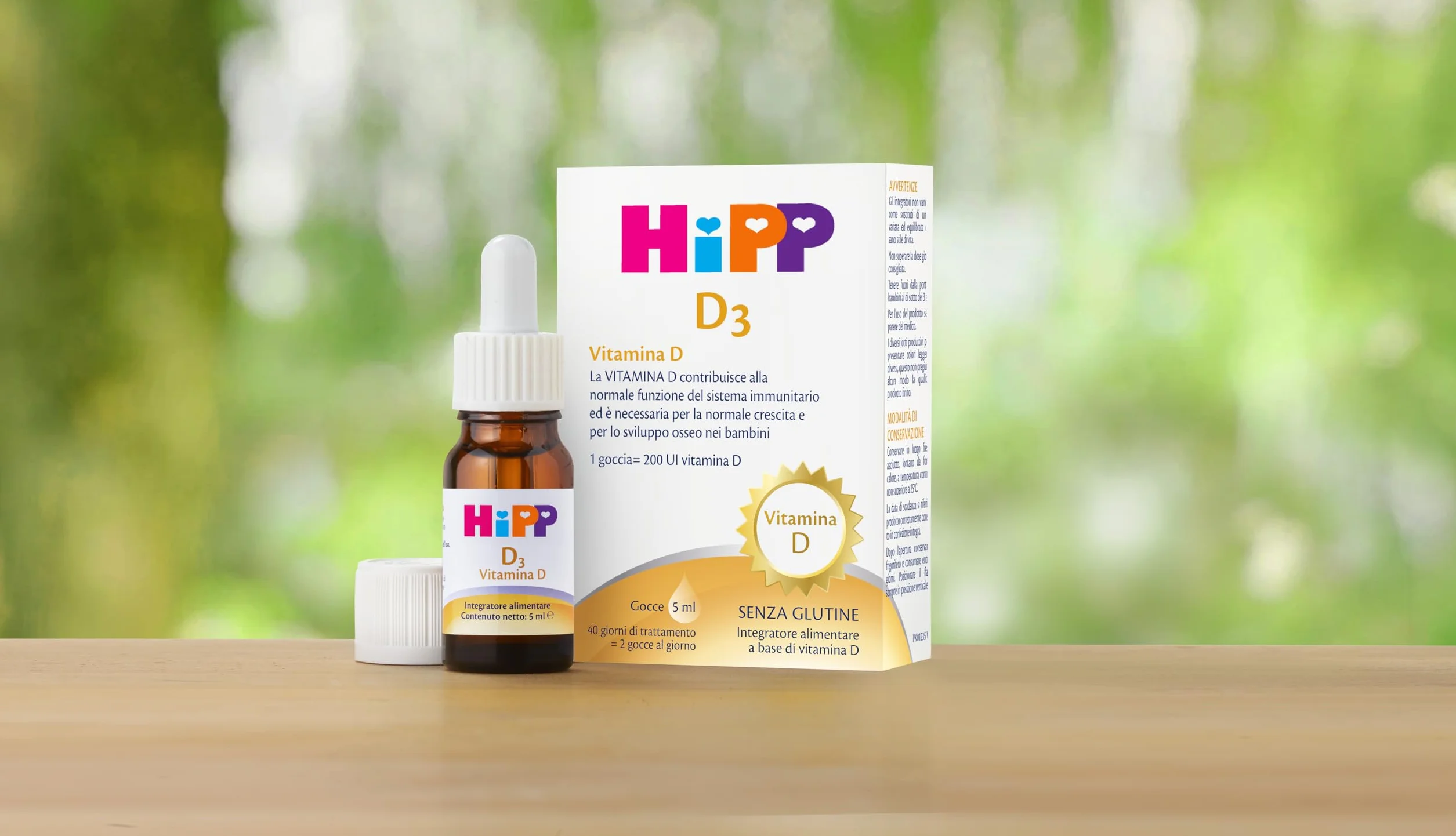 HiPP- HiPP D3, Vitamina D3, Integratore Alimentare, Bambini, in Gocce, Flacone 5 ml, con Pratica Pipetta Contagocce, Senza Glutine, Senza Additivi