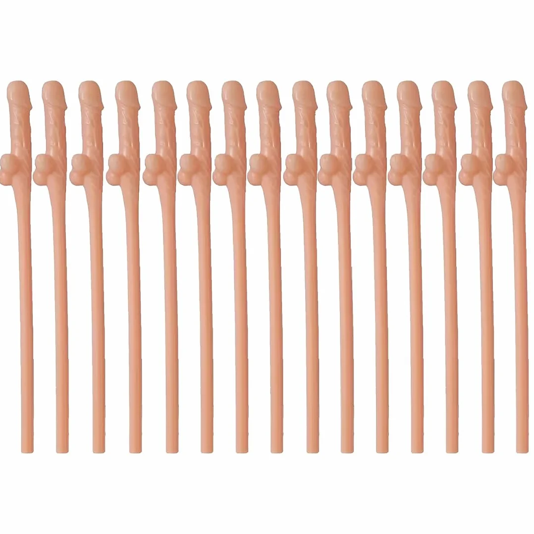 15 Pezzi Cannucce divertenti riutilizzabili con pisello rosa carne per la sposa alla festa hot di addio al nubilato sexy gadget per adulti 18+,addio al nubilato gadget