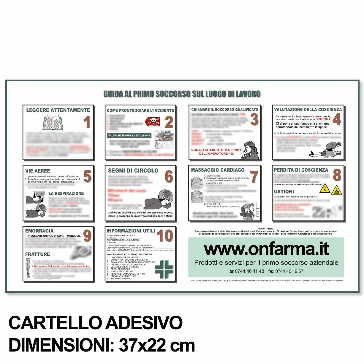 ONFARMA KIT DI REINTEGRO COMPLETO DI CARTELLO PRIMO SOCCORSO per aziende D.M. 388