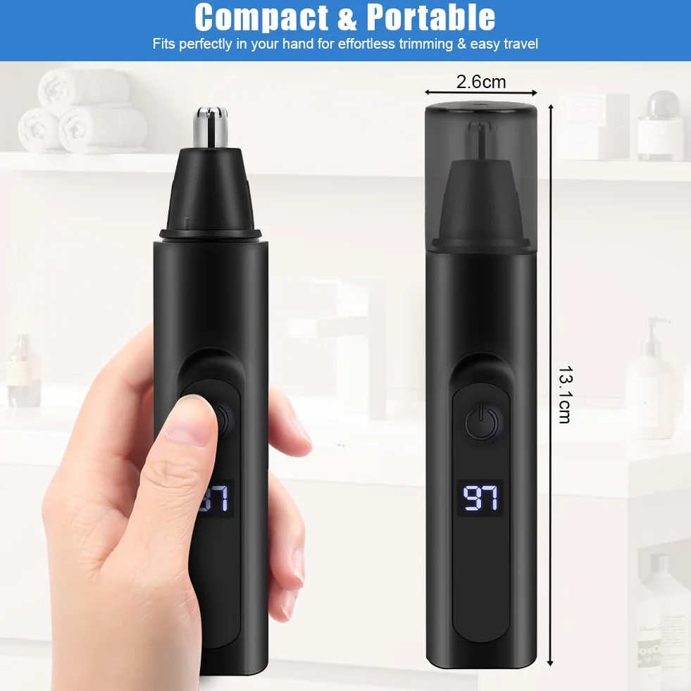 Ricaricabile Tagliapeli Naso USB Rasoio Orecchie con Display Batteria per Nasa Barba Sopracciglia