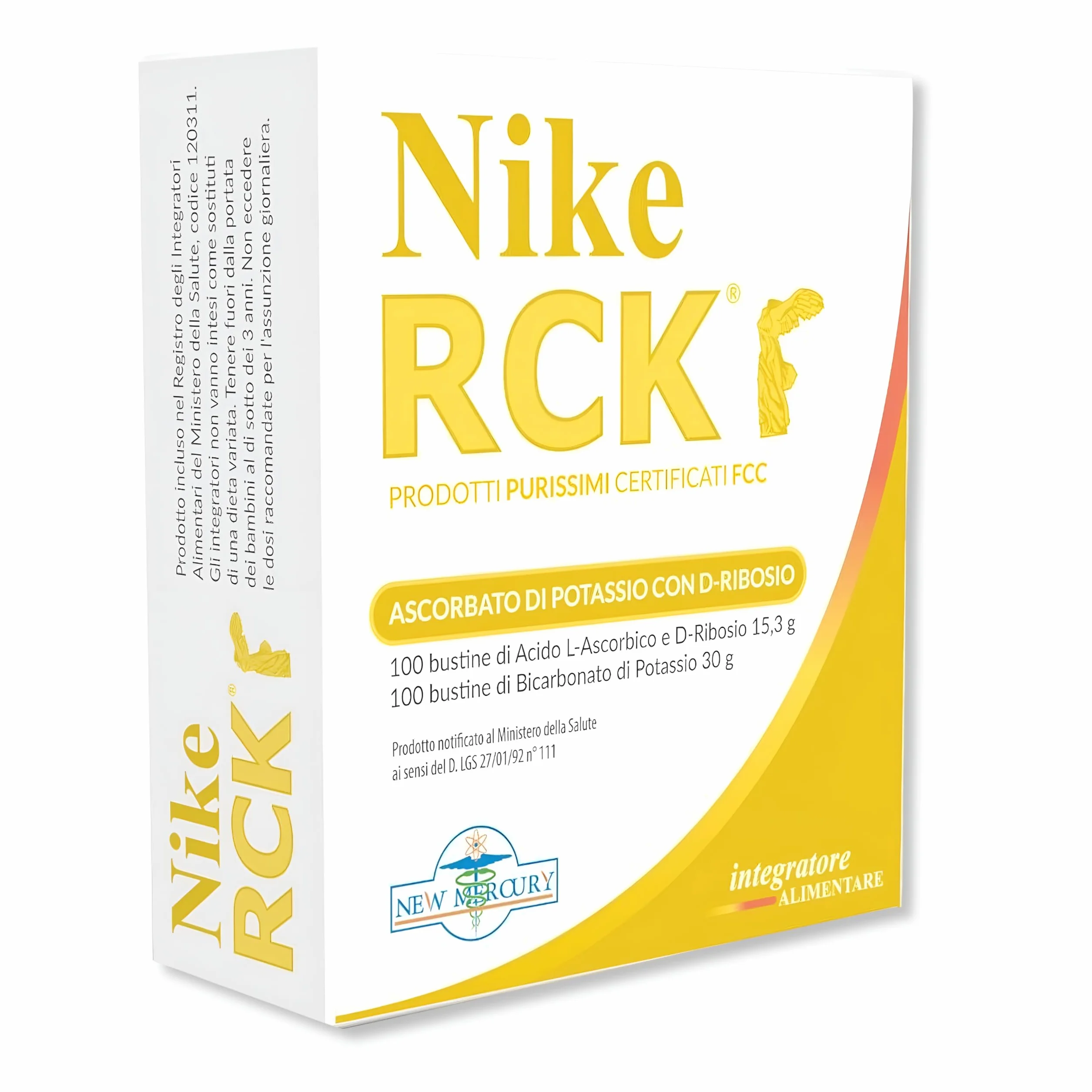 Nike RCK ® Ascorbato di Potassio con D-Ribosio 100 dosi, integratore stanchezza con bicarbonato di potassio e vitamina c per il rinforzo delle difese immunitarie adulti completo di vitamine e minerali