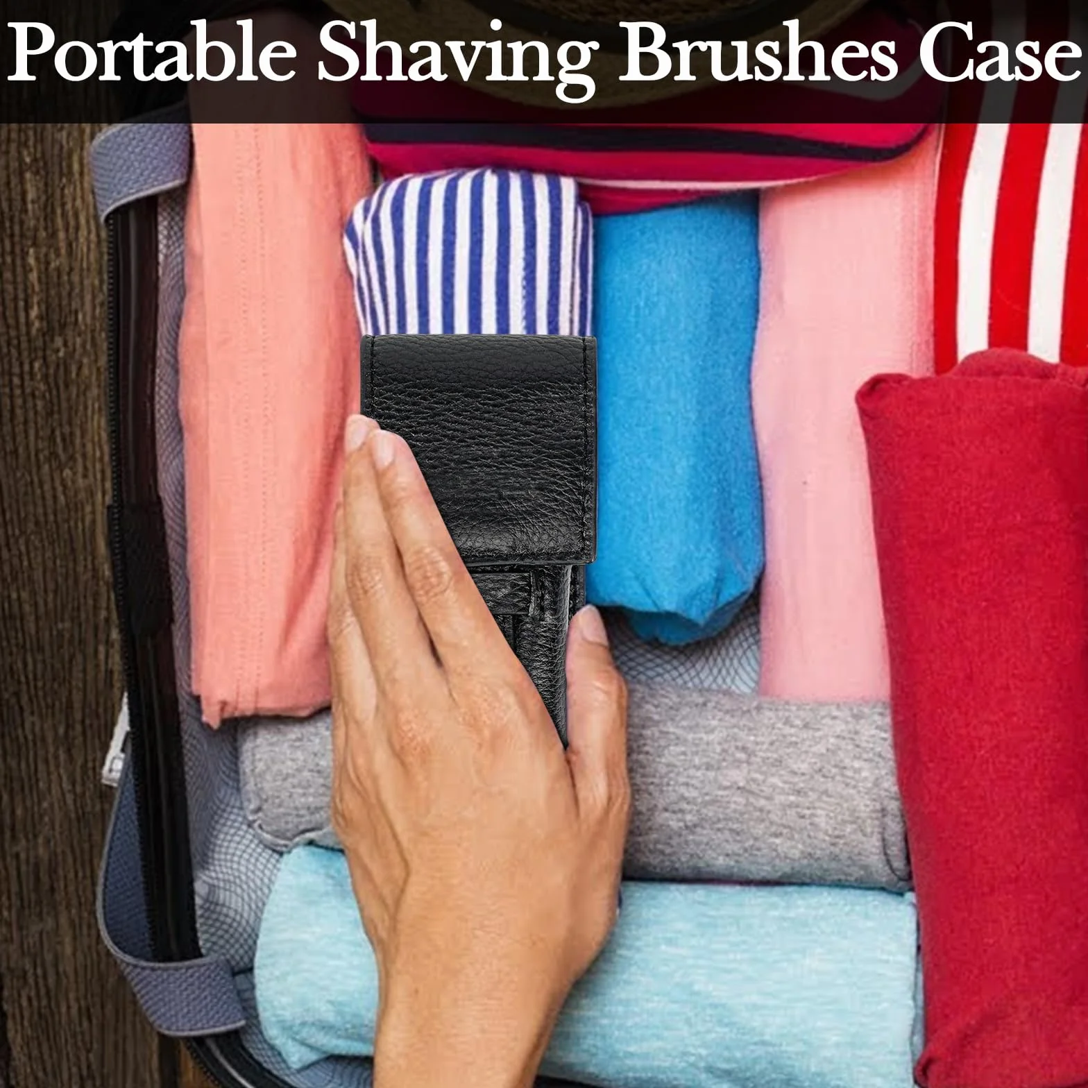 Linkidea Custodia da Viaggio per Pennelli da Barba, Borsa Organizer Portatile, Supporto Compatto Compatibile con Pennelli da Barba di Piccole Dimensioni (Nero)