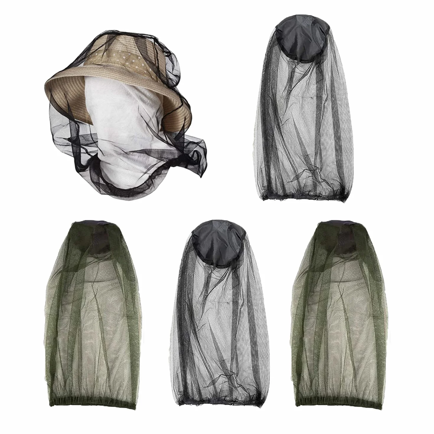 Cappello Anti-zanzara Protezione, Zanzariera Leggera Resistente per Esterni (Nero+Verde)