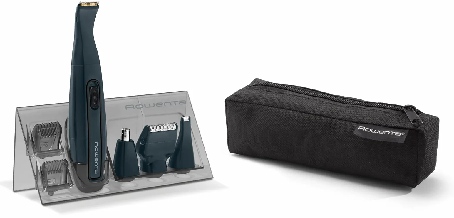 Rowenta TN3651 Nomad Mini Grooming Kit Impermeabile, Pettini Precisione 3mm 6mm, Nero
