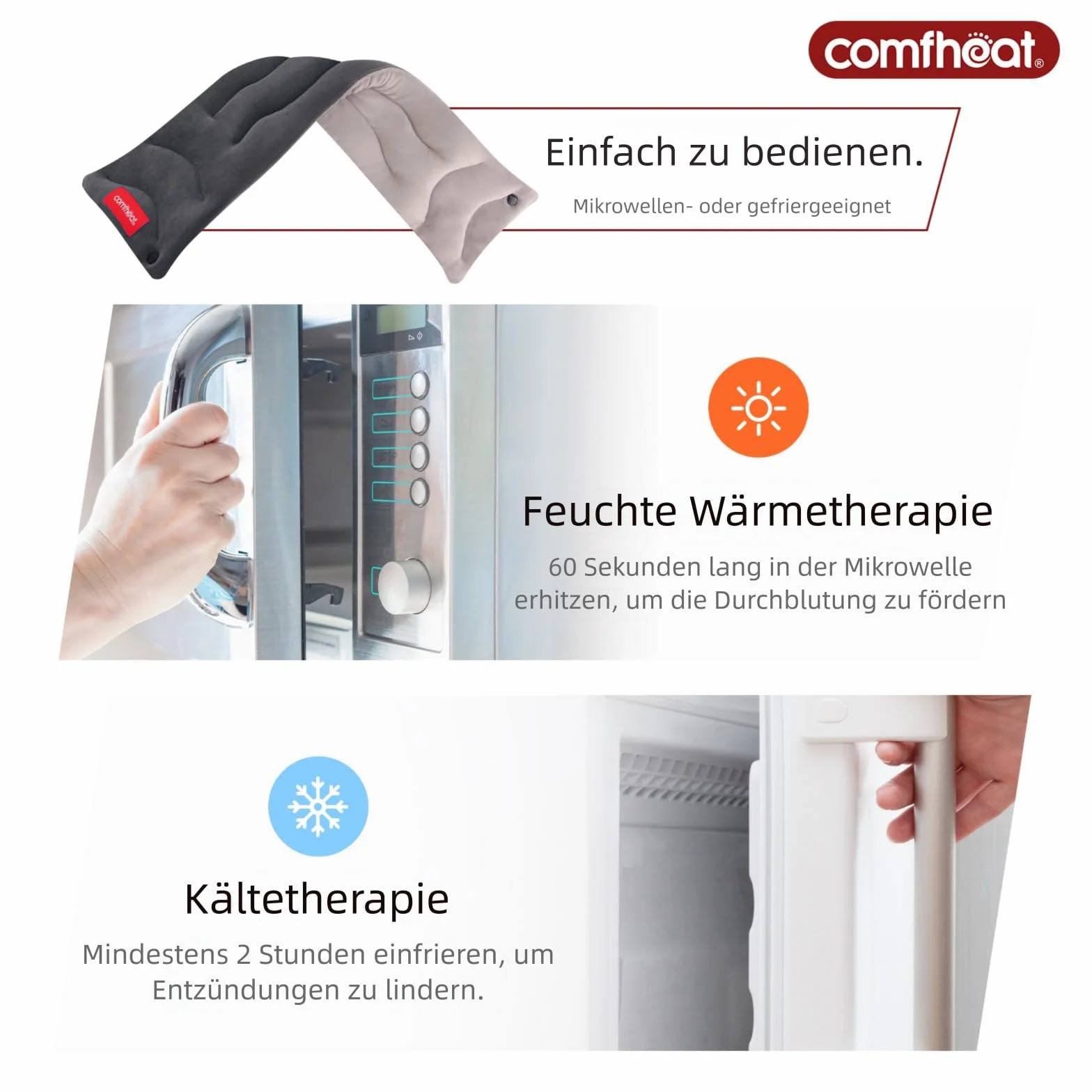 Microwavable - Cuscino riscaldante per collo, spalle, ginocchia, terapia calda, per dolori al collo, articolazioni e dolori muscolari (6" x 24'')