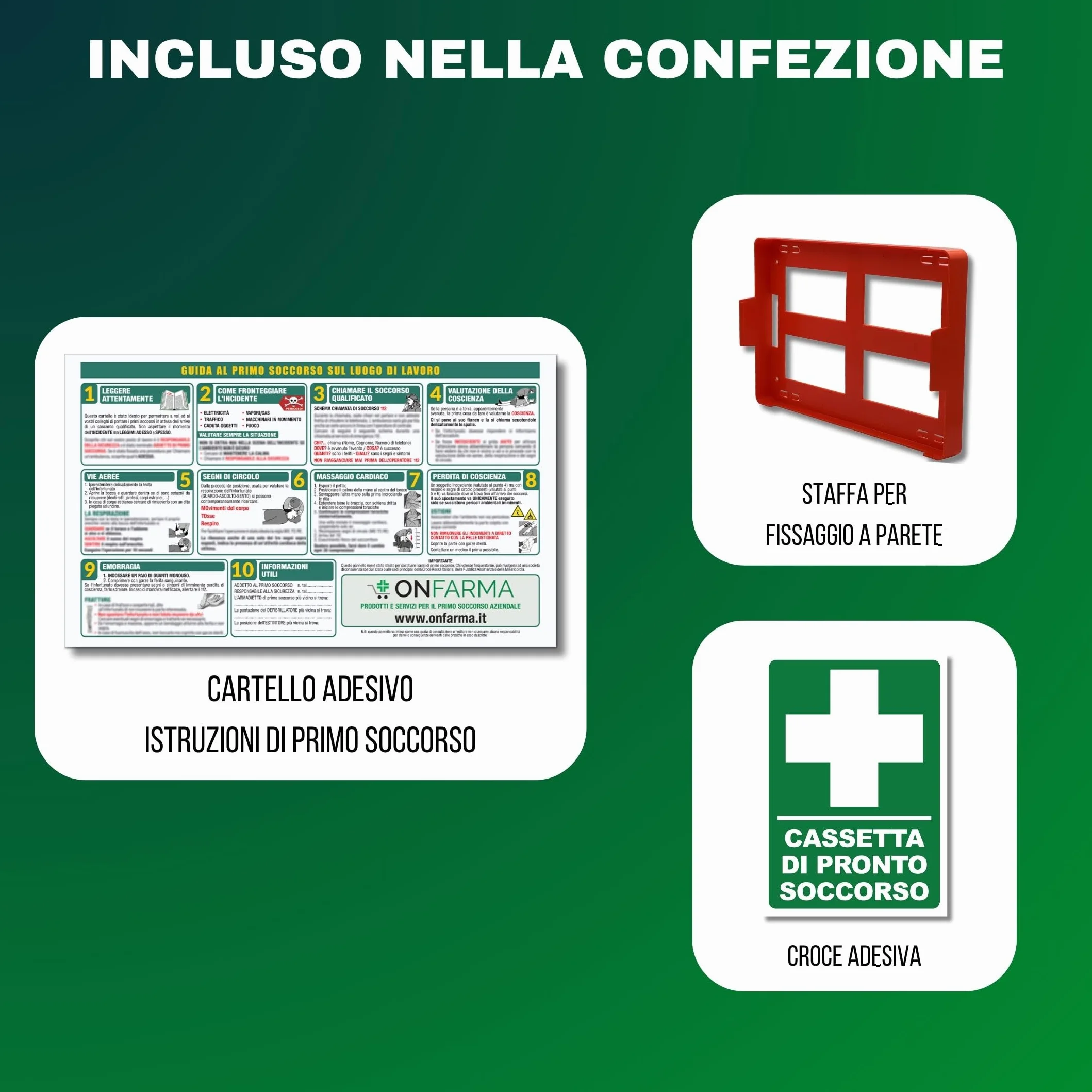 ONFARMA FARMA1 Cassetta pronto soccorso completa DM 388 allegato 2 aziende 2 lavoratori mezzi aziendali