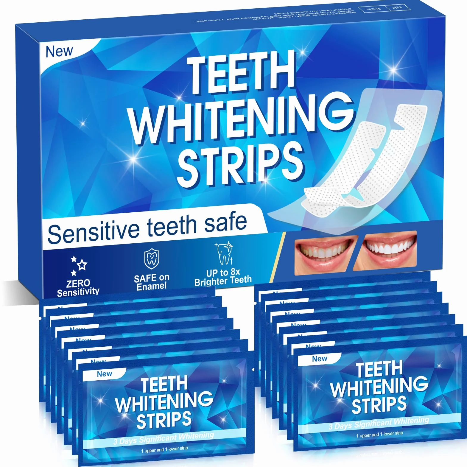 Strisce Sbiancanti Denti Professionali - 28 Strisce per 14 Sessioni Whitening Strips - Rimuove Macchie Sicuro per Smalto