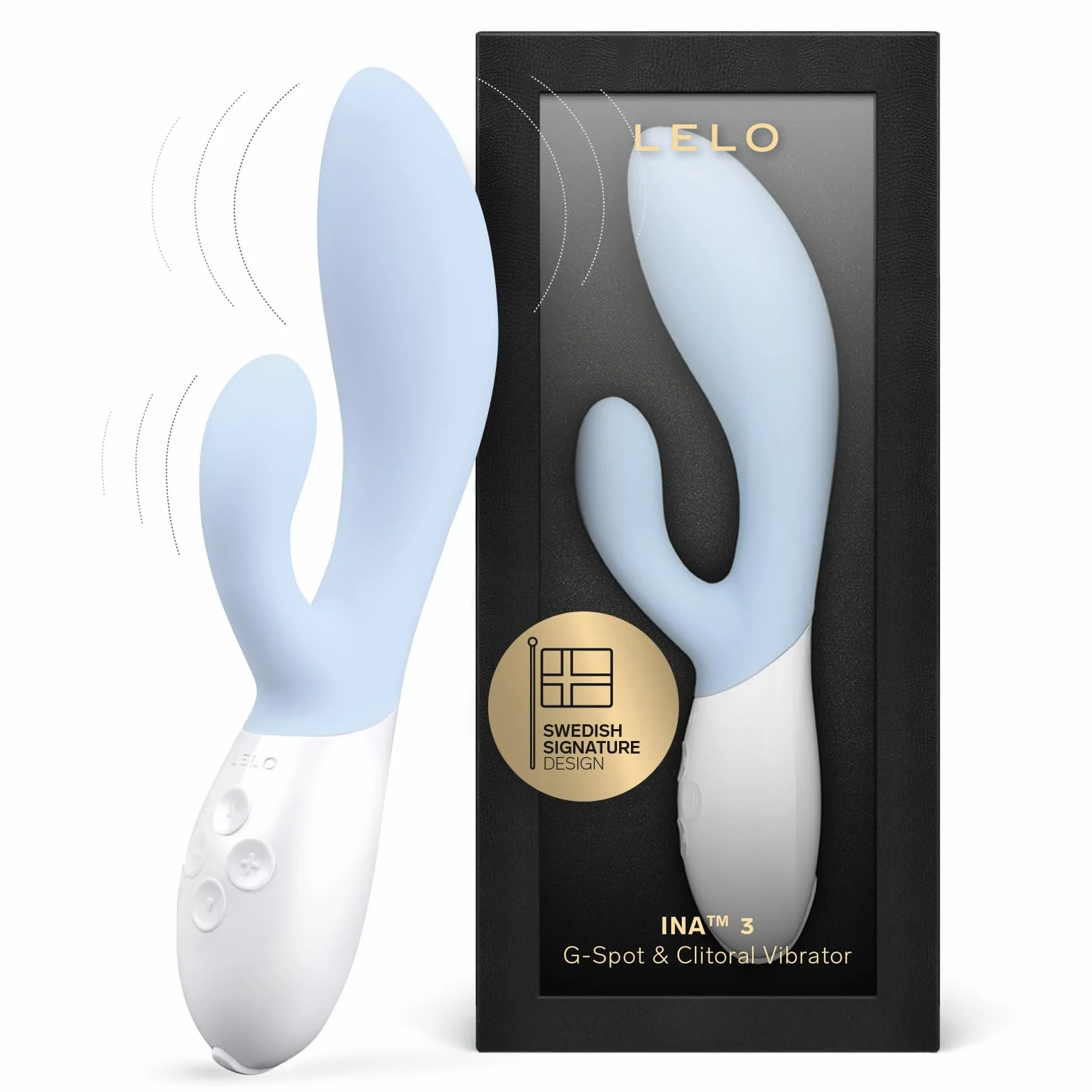 LELO INA 3 Vibratore Donna Rabbit con 10 Modalità di Vibrazione, Sex toy con Stimolatore Clitorideo Femminile, Vibratori Donna, Sex Toys Impermeabili, Vibratori Clitoride Donna, Seafoam
