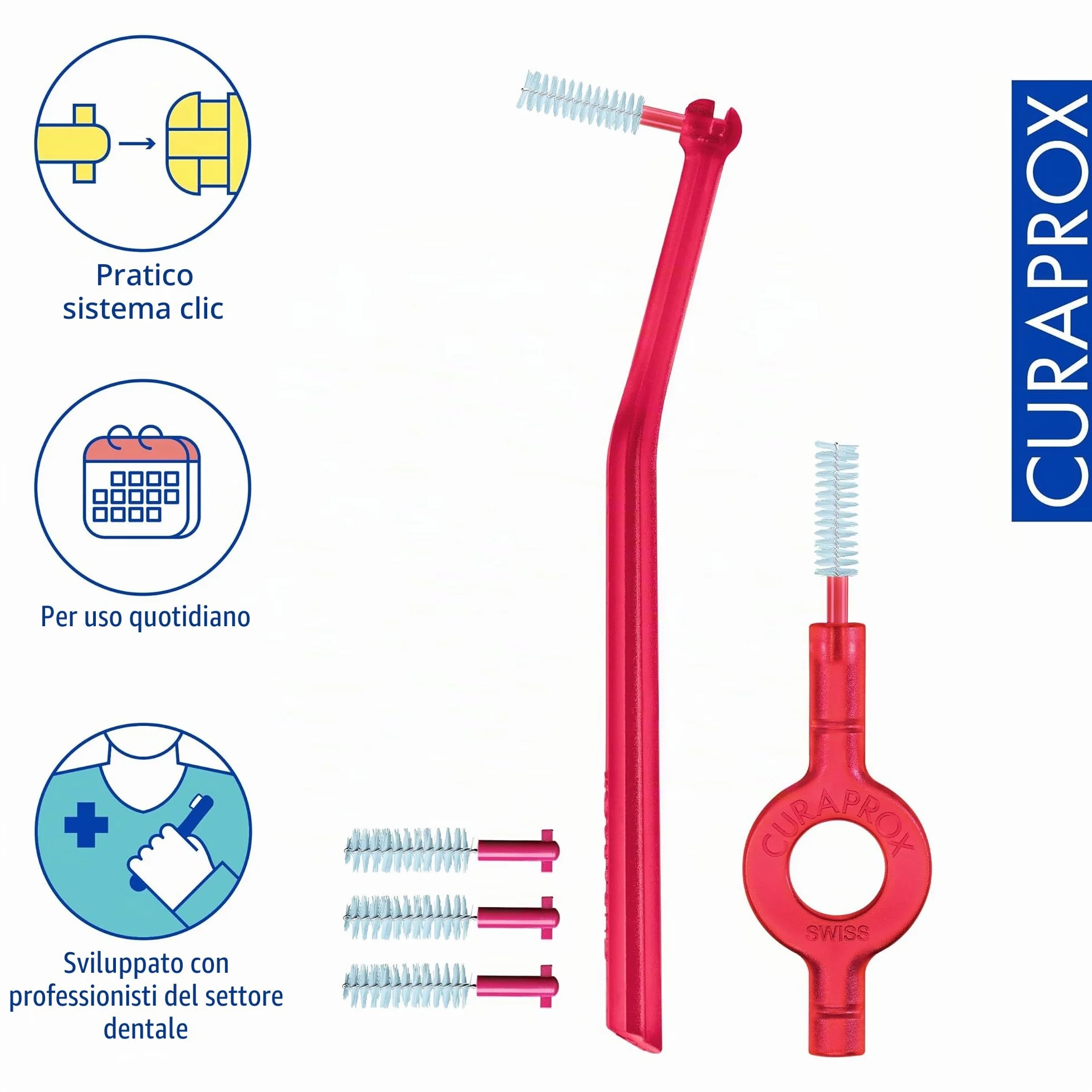 Curaprox CPS 405 Perio Start Interdental Brush Set - 5 pz z uchwytami, różowy, Szwajcaria