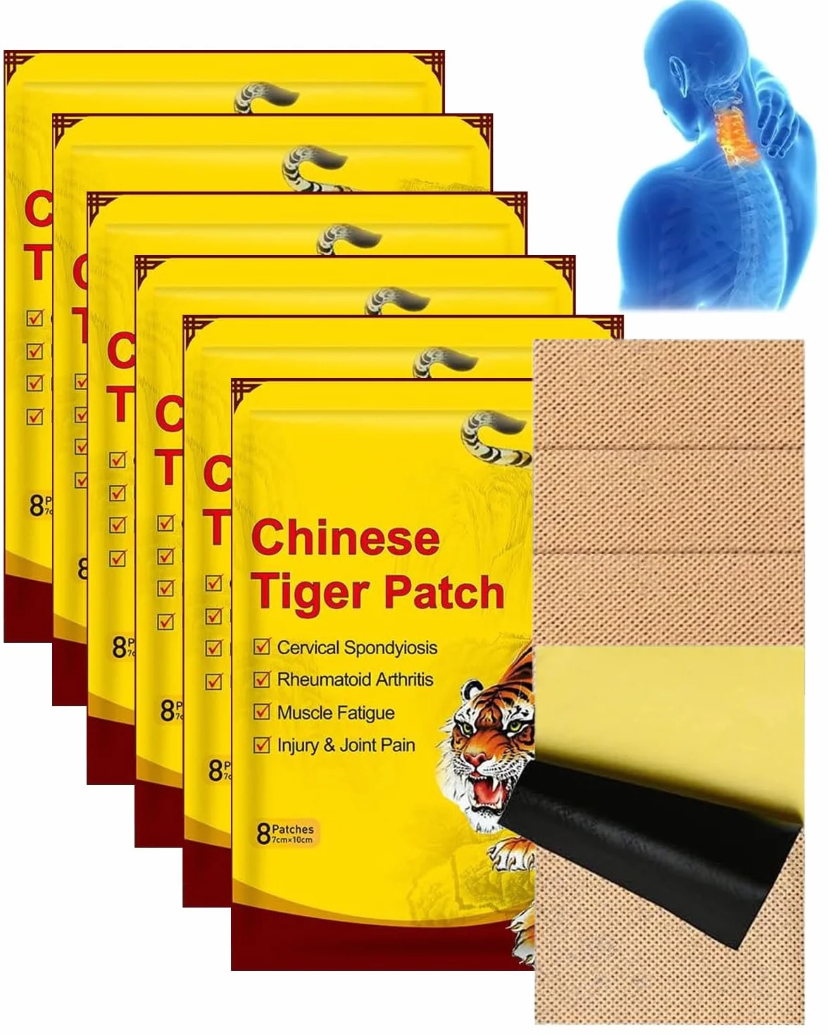 48 Pcs Cerotti antidolorifici, cerotti termici a infrarossi lontani a base di erbe cinesi, indicati per alleviare il dolore alla schiena, alle ginocchia, al collo e alle spalle