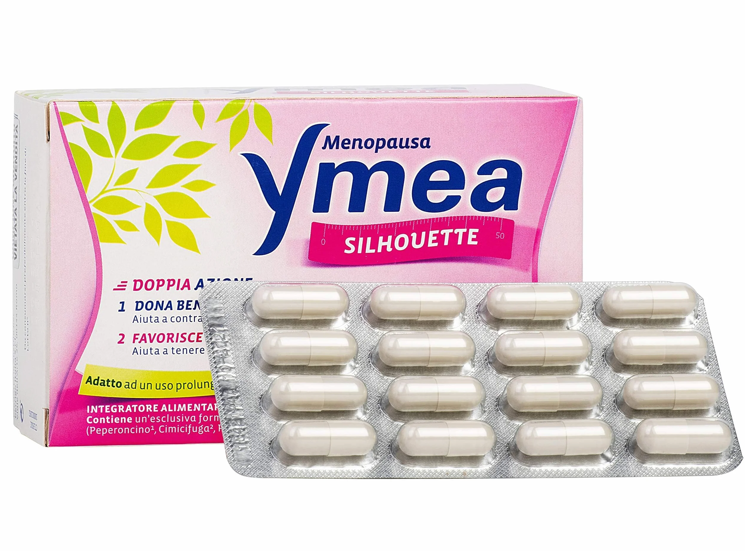 Ymea Silhouette Esperto della Menopausa, Integratore Alimentare, Favorisce l'Equilibrio del Peso Corporeo, 64 Capsule