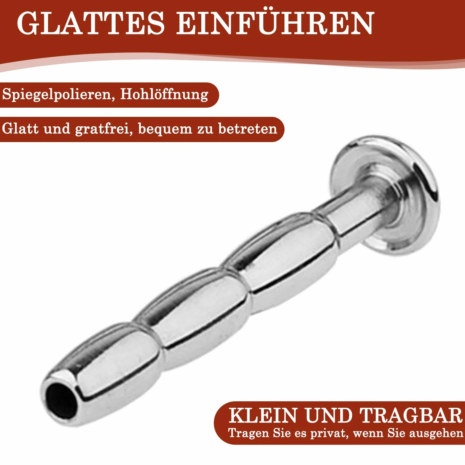 Dilatatore Uretrale Cavo in Acciaio Inossidabile per Uomo, Stimolatore del Glande Giocattolo Sessuale Erotico (6mm)