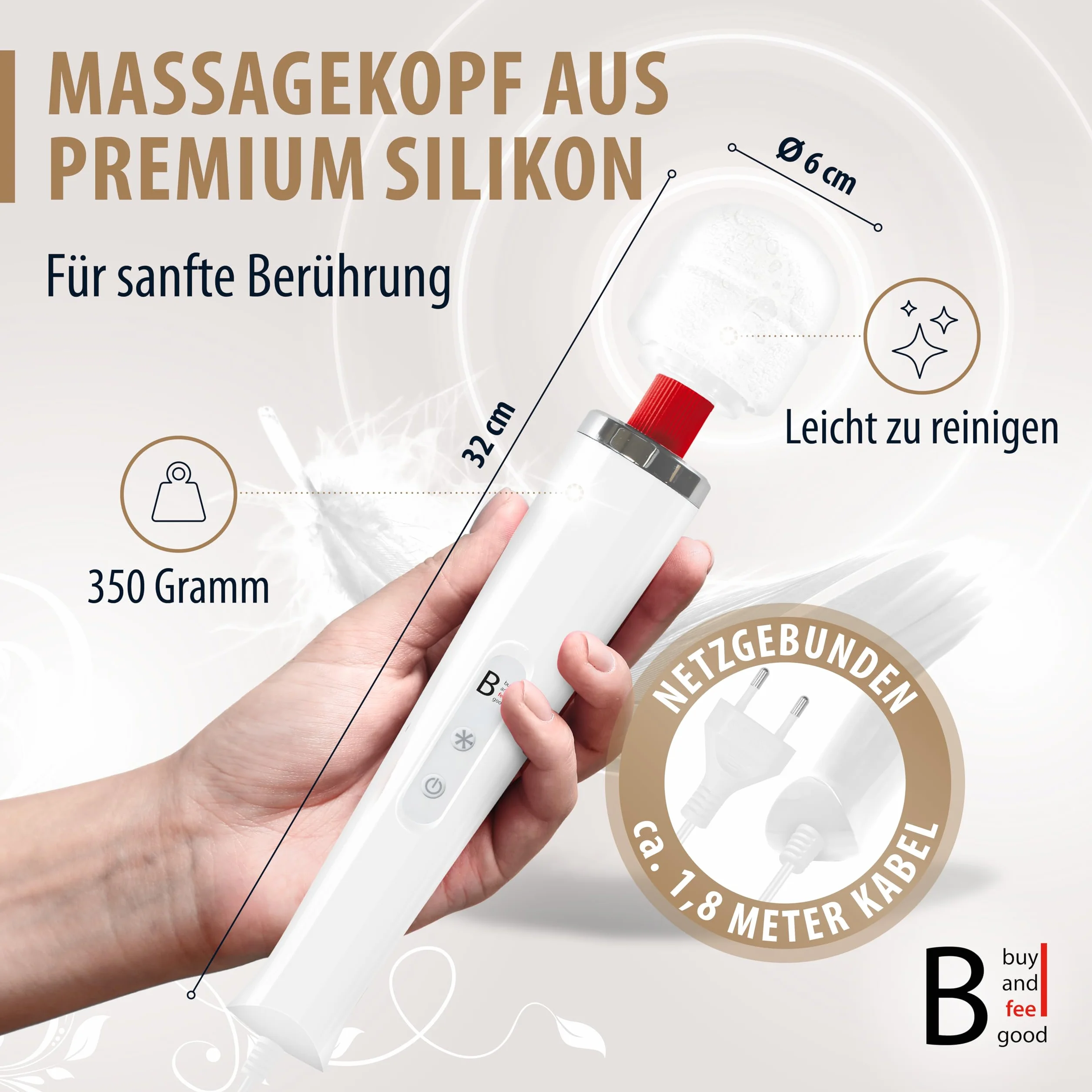 L'ORIGINALE di "BuyAndFeelGood" massaggiatore vibratori a bacchetta magica con 20 Vario/10 Velocità - Vibratore clitorideo per Lei con Stimolazione del Clitoride - bianco
