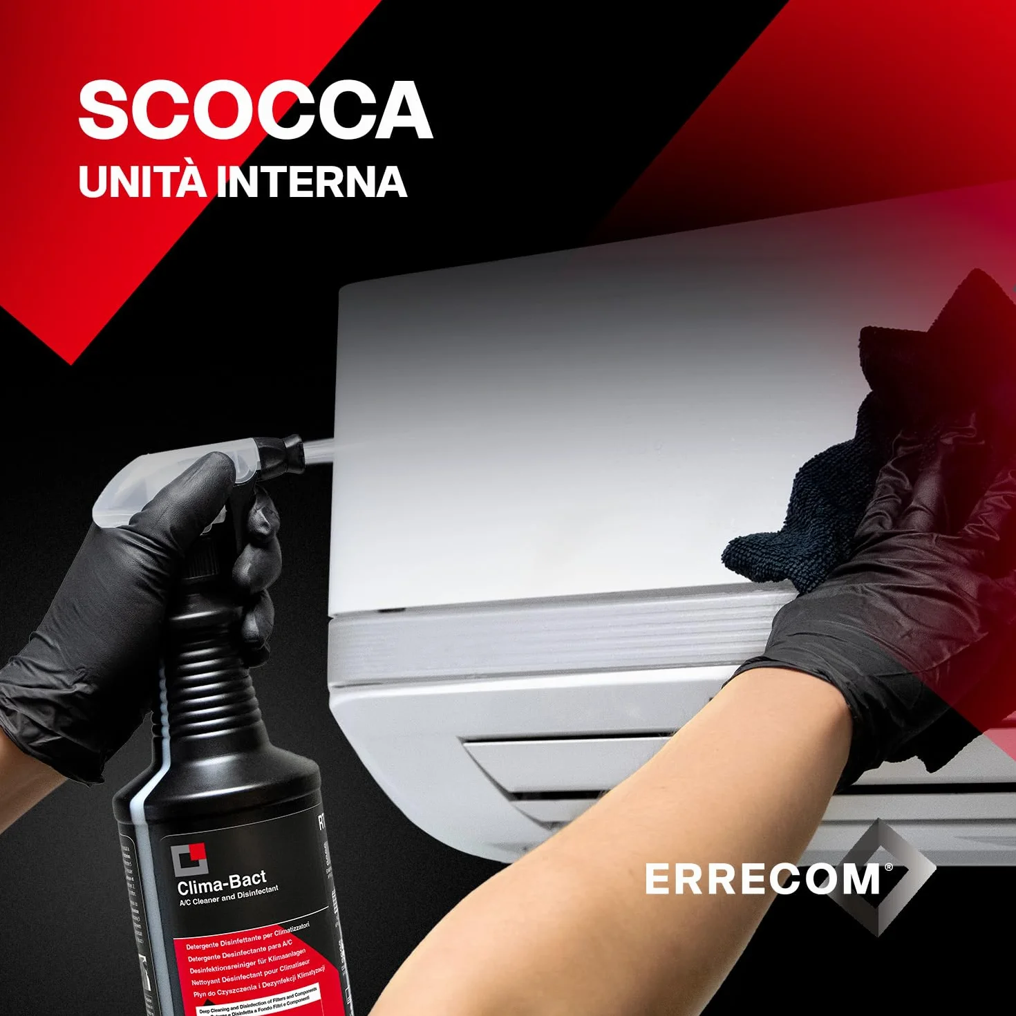 ERRECOM Clima-Bact Detergente Disinfettante per Climatizzatori 1L Biocida Biodegradabile