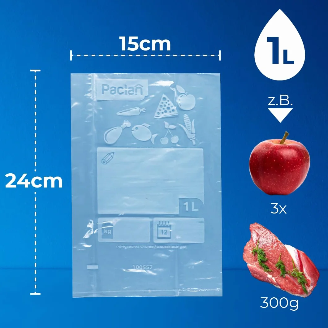 Paclan Sacchetti per congelatore, 1 litro, 40 pezzi, 18 x 28 cm