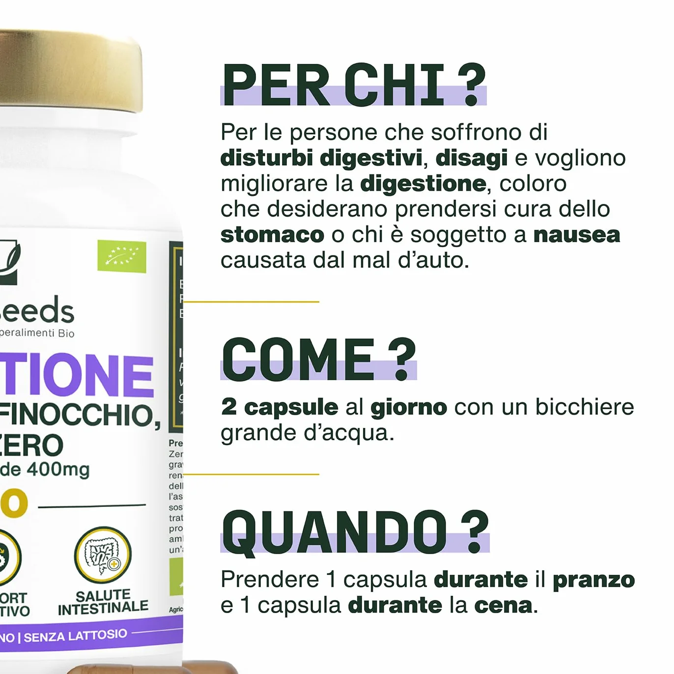 Digestione BIO 60 capsule 400mg Liquirizia Finocchio Zenzero Comfort digestivo salute stomaco