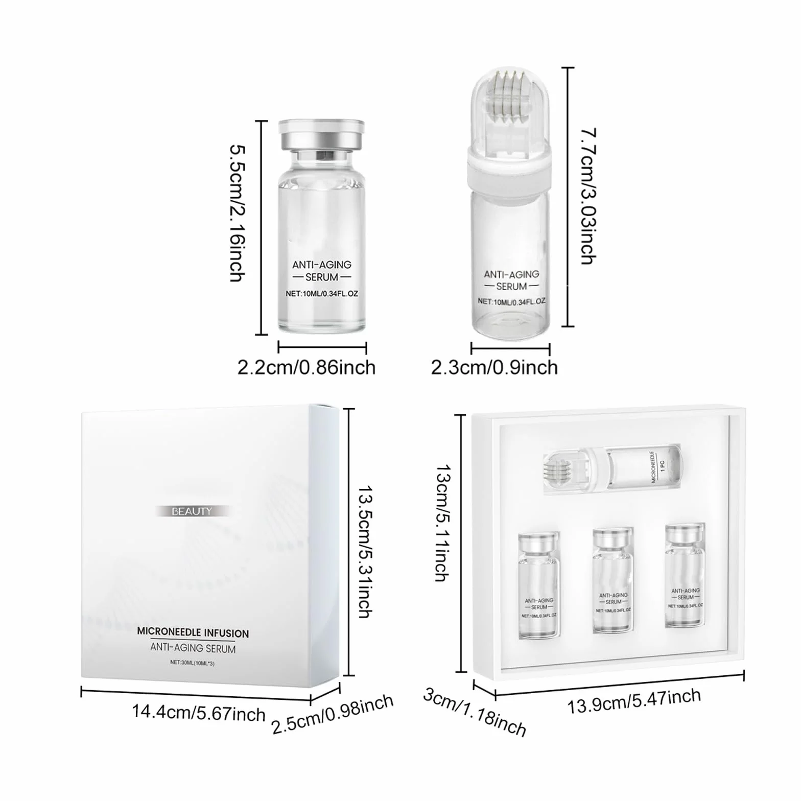 Set microinfusioni acido ialuronico anti-rughe per viso e labbra