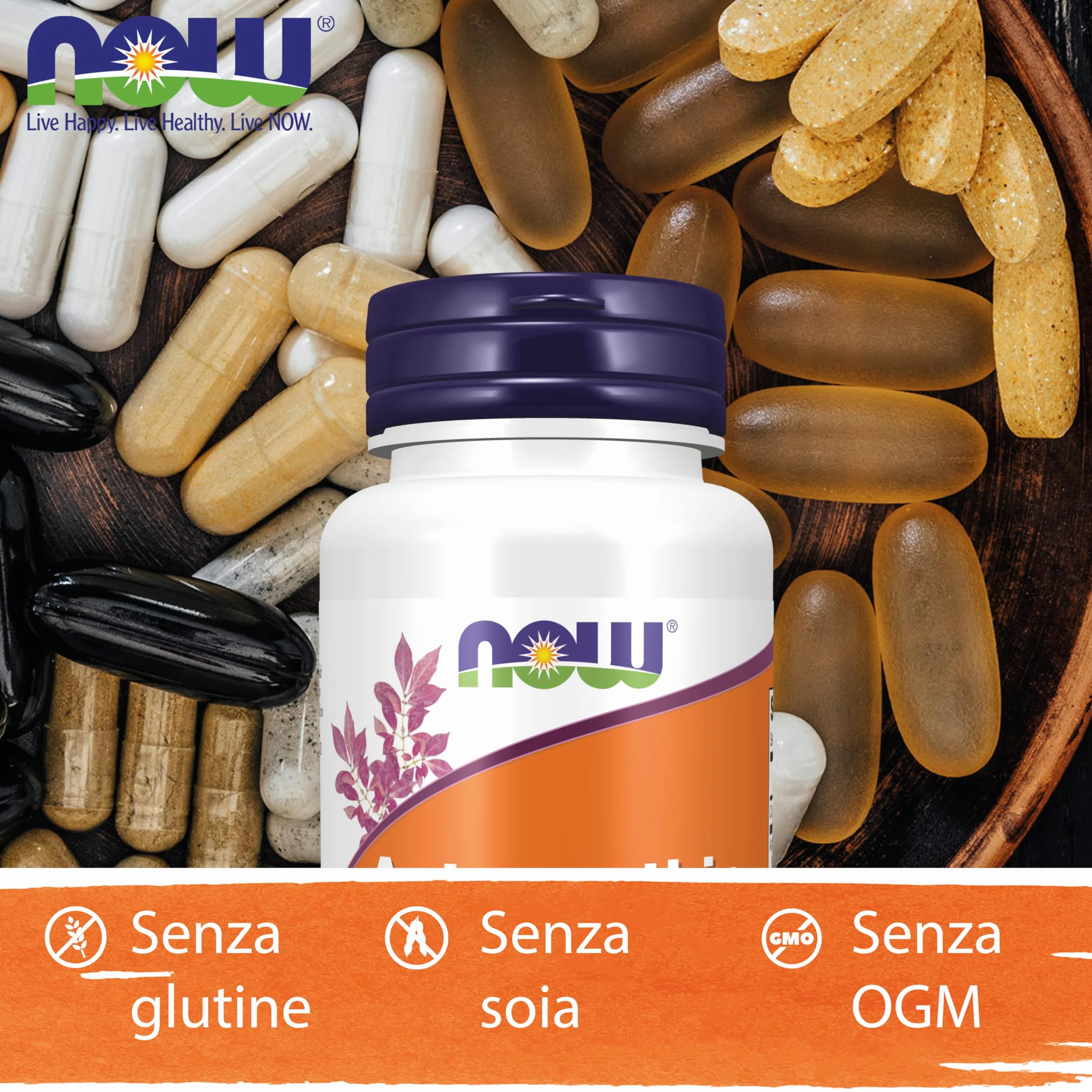 Now Foods Astaxanthin 4 mg 90 Capsule molli Carotenoide Non-GMO
