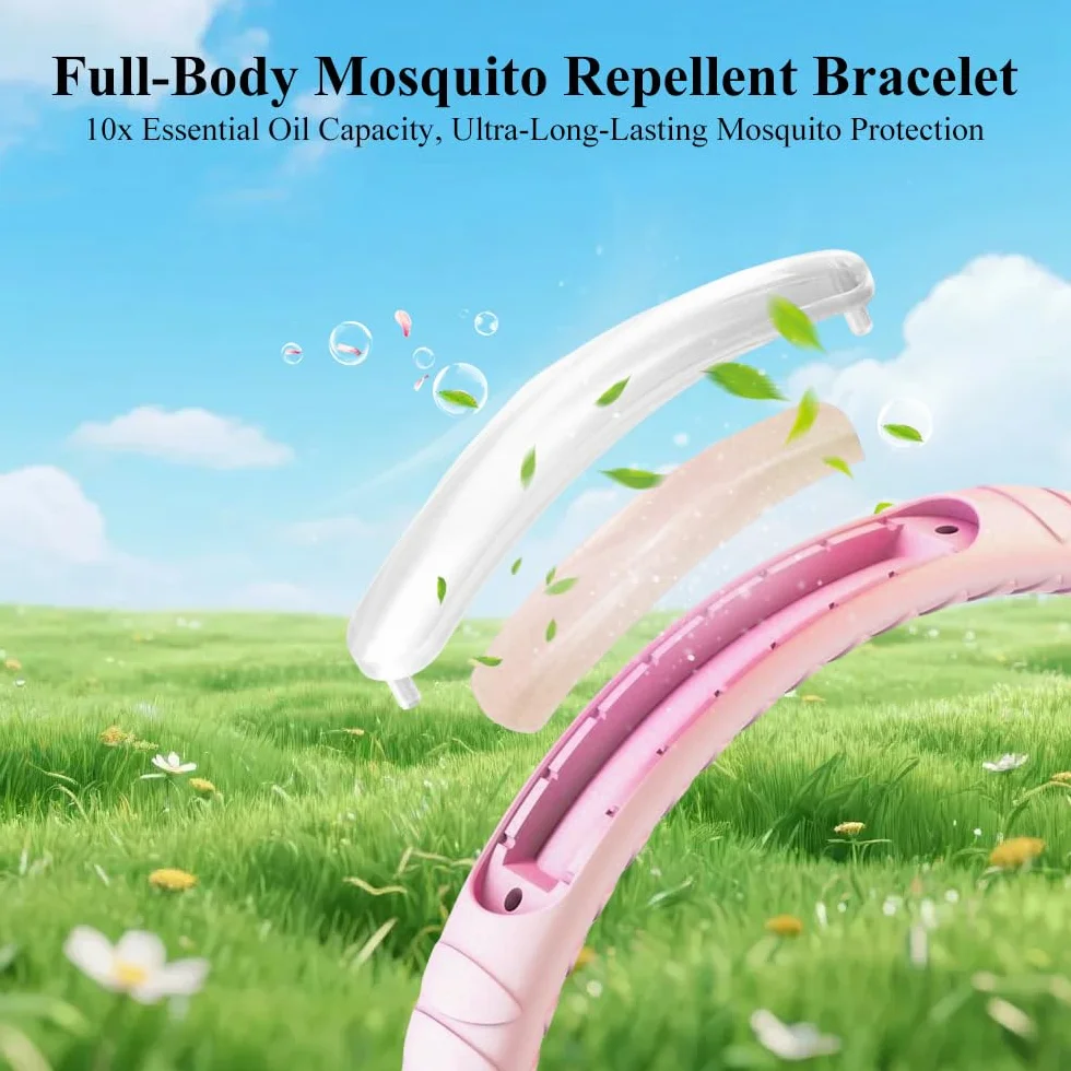Bracciale repellente zanzare con olio essenziale, regolabile, 2 Pezzi