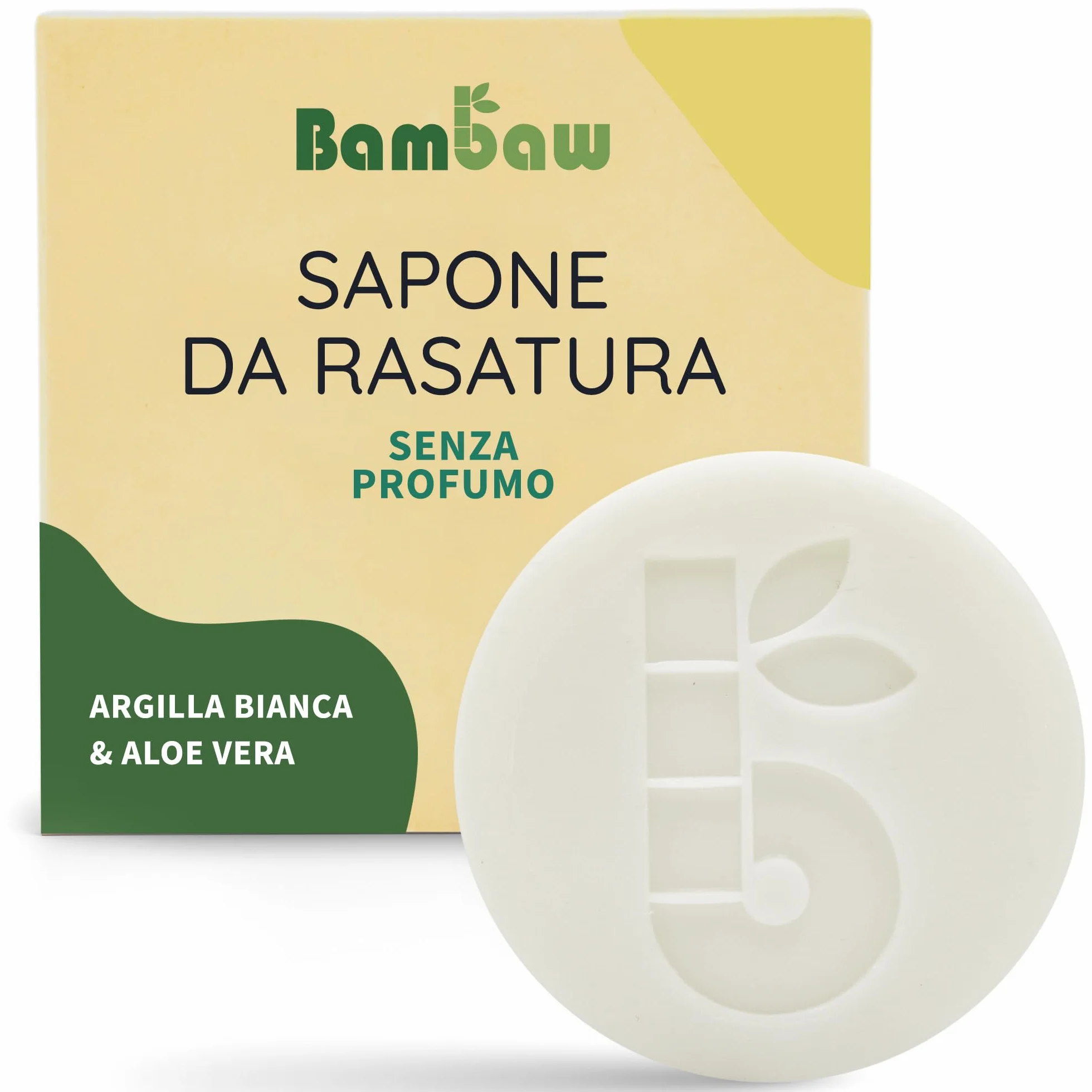 Bambaw Sapone da barba 80g Sapone naturale argilla e aloe vera artigianale solido vegetale