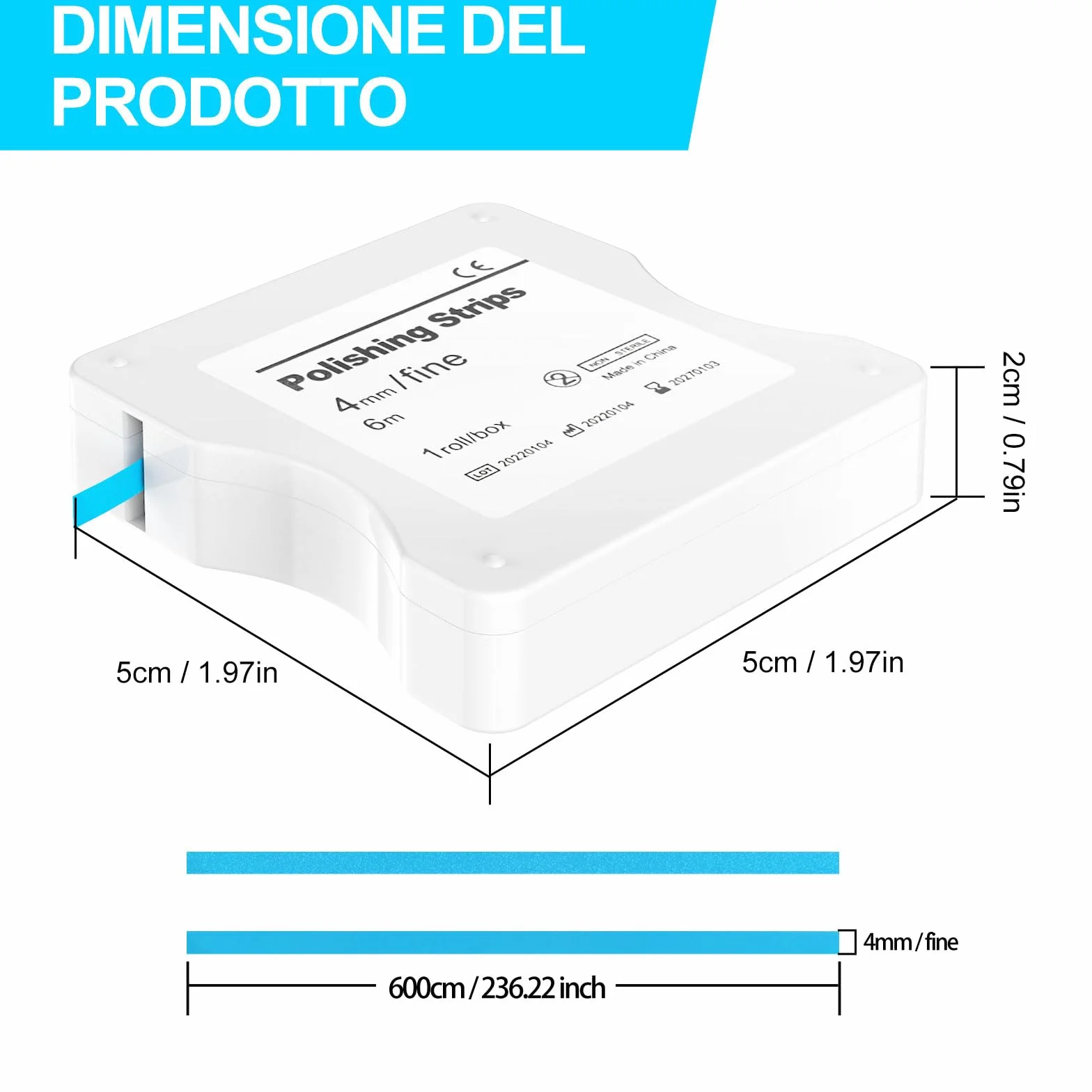 AISEELY Strisce Sbiancanti Denti, Sbiancante Denti di Strisce per Lucidatura Dentale, 1pcs 6m/Rotoli/Scatola di Carta Vetrata per Pulizia Denti, 4mm di Spessore Sbiancante Denti Professionale Kit