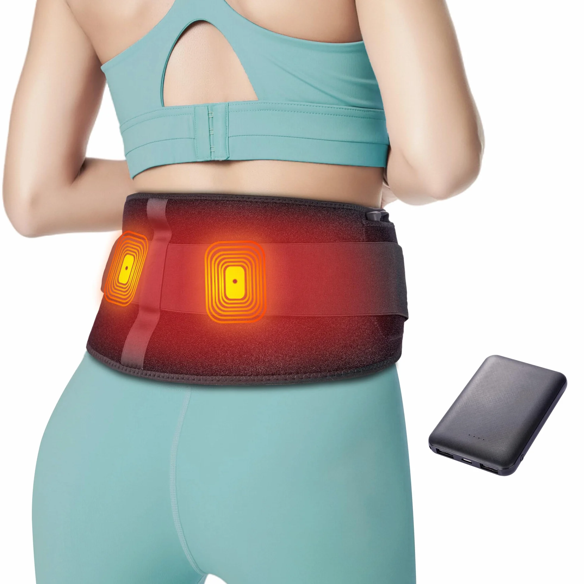 BESTEK Fascia Massaggio Lombare Riscaldante Cintura Riscaldante con 3 Livelli di Temperatura e Massaggio a Vibrazione–Termoforo Elettrico con Spegnimento Automatico per Schiena, Spalle e Addome