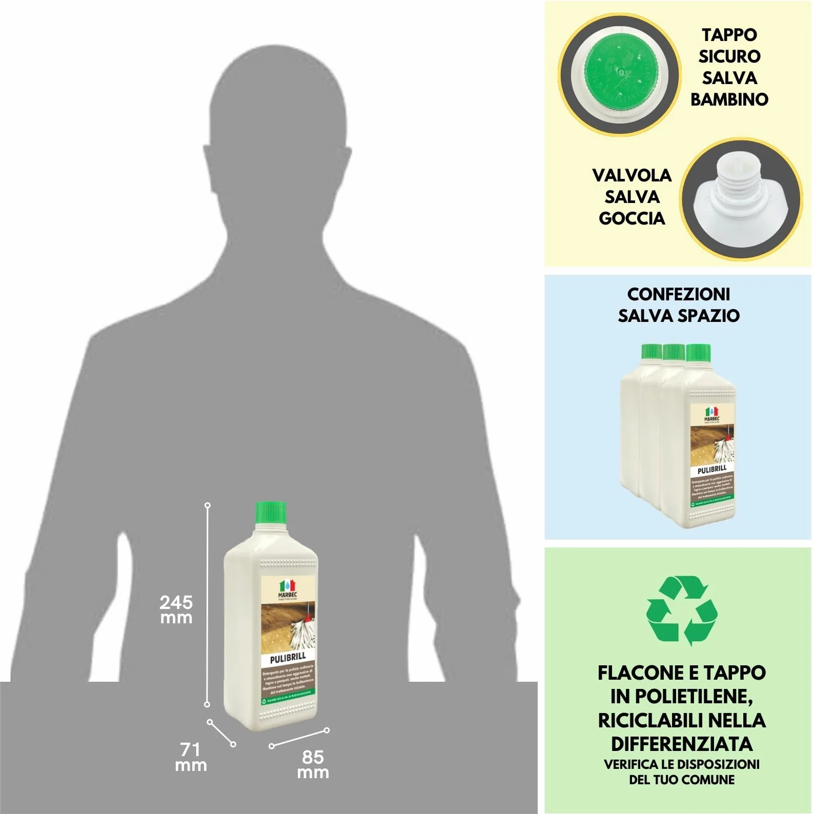 MARBEC PULIBRILL 1LT Detergente concentrato per pavimenti in legno e parquet