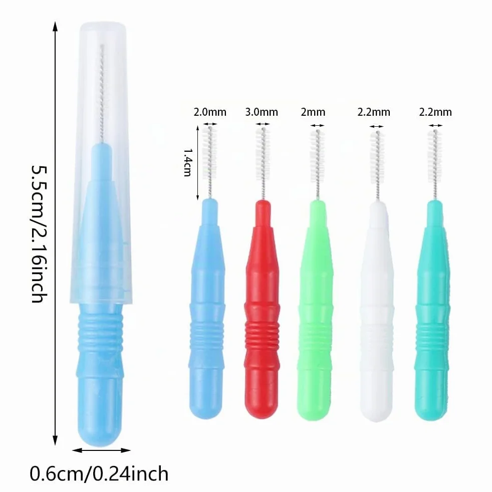 Scovolini Dentali 50 Pezzi, Scovolino per Pulizia Denti con Coperchio, Spazzolini Interdentali per Igiene Orale (5 Colori)