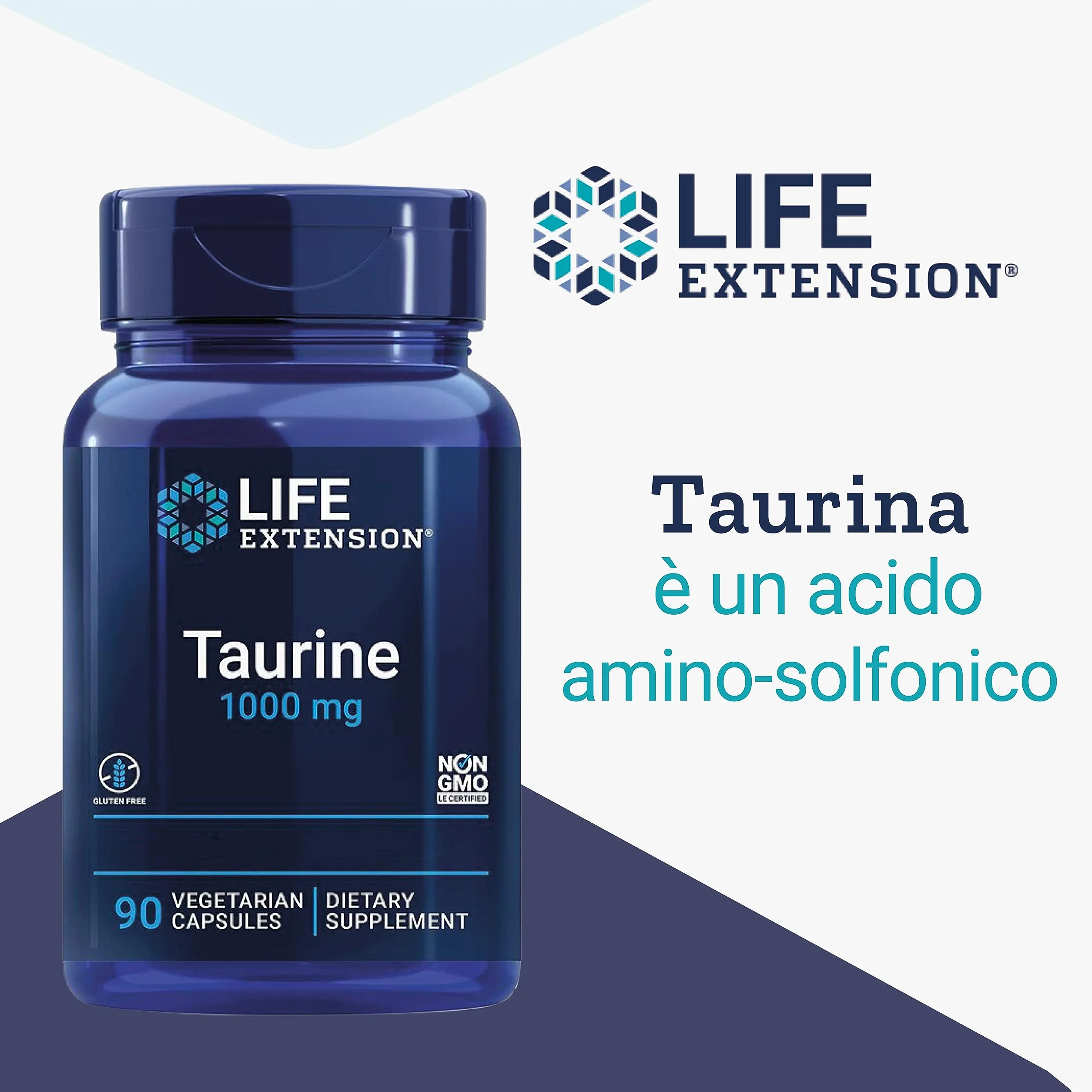Life Extension Taurine 1000 mg Dose Elevata 90 Capsule Vegane