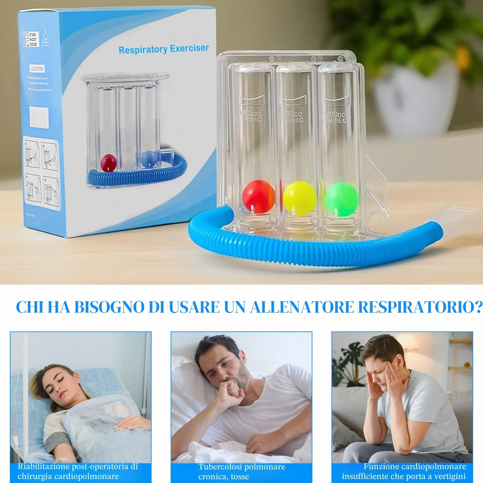 Respiprogram, Ginnastica Respiratoria, l'allenatore respiratorio e l'allenatore polmonare, Migliora la ventilazione Dispositivo di esercizio respiro profondo (600~1200 CC)