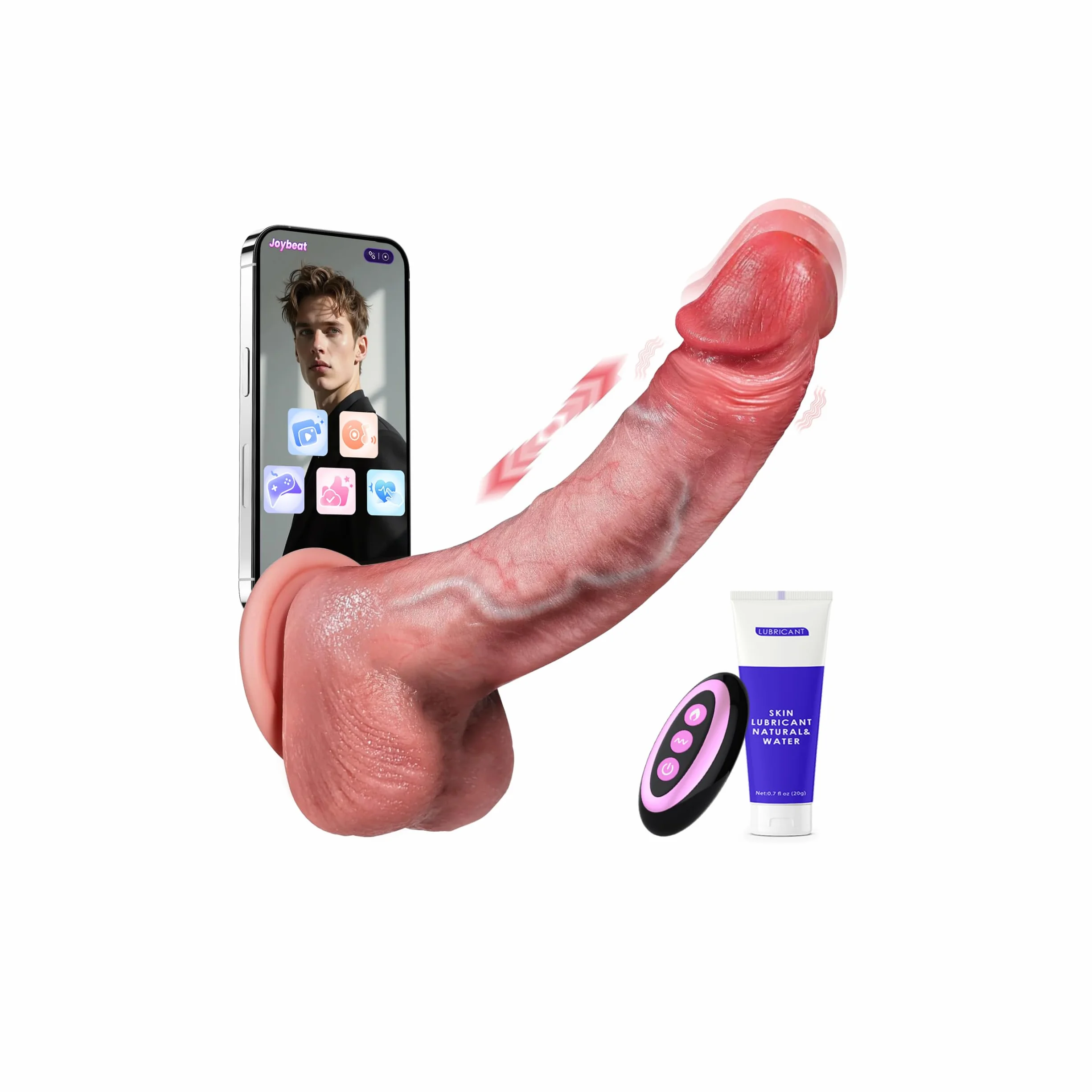 Dildo Realistico Doppi Sex Toys Anale XXL Vibratore per Donna Riscaldare 42°C 9 Modalità Spinta Vibrazione App Giochi Interattivi