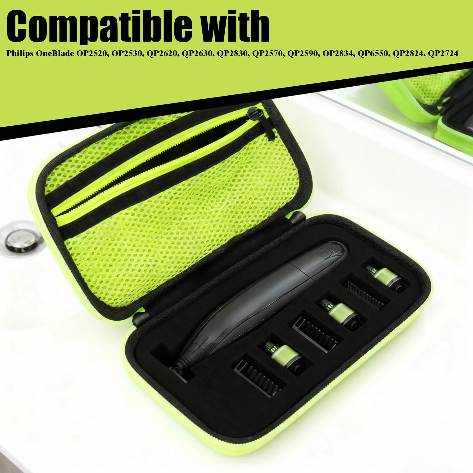 Porta Rasoio, Custodia Trimmer Portatile Custodia Rigida da Viaggio, Lama Robusta e Supporto Lame con Spugna, Impermeabile Borsa da Viaggio Rigida in EVA, Compatibile con Philips Oneblade