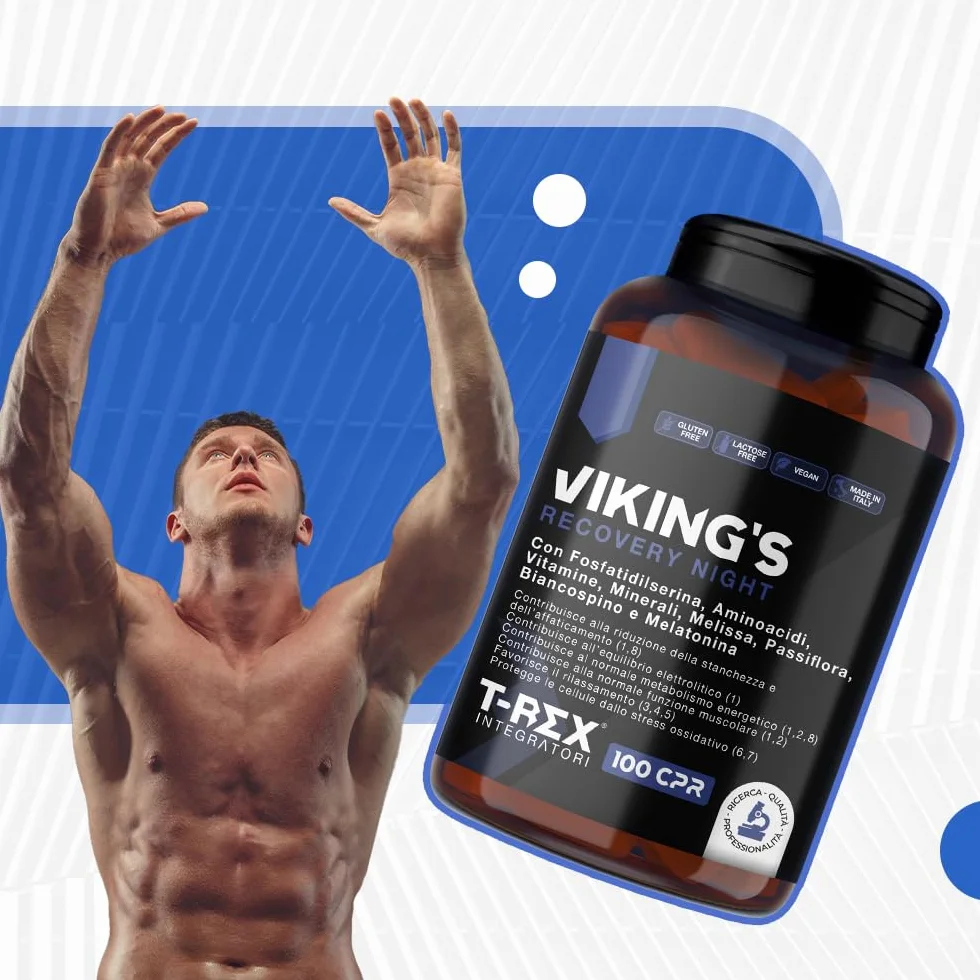 VIKING's Integratore Glutammina, Arginina, Lisina, Acido Aspartico, ZMA, Fosfatidilserina, Ornitina OKG | Post Workout per Recupero Muscolare Notturno, Riduce Stanchezza e Migliora il Sonno