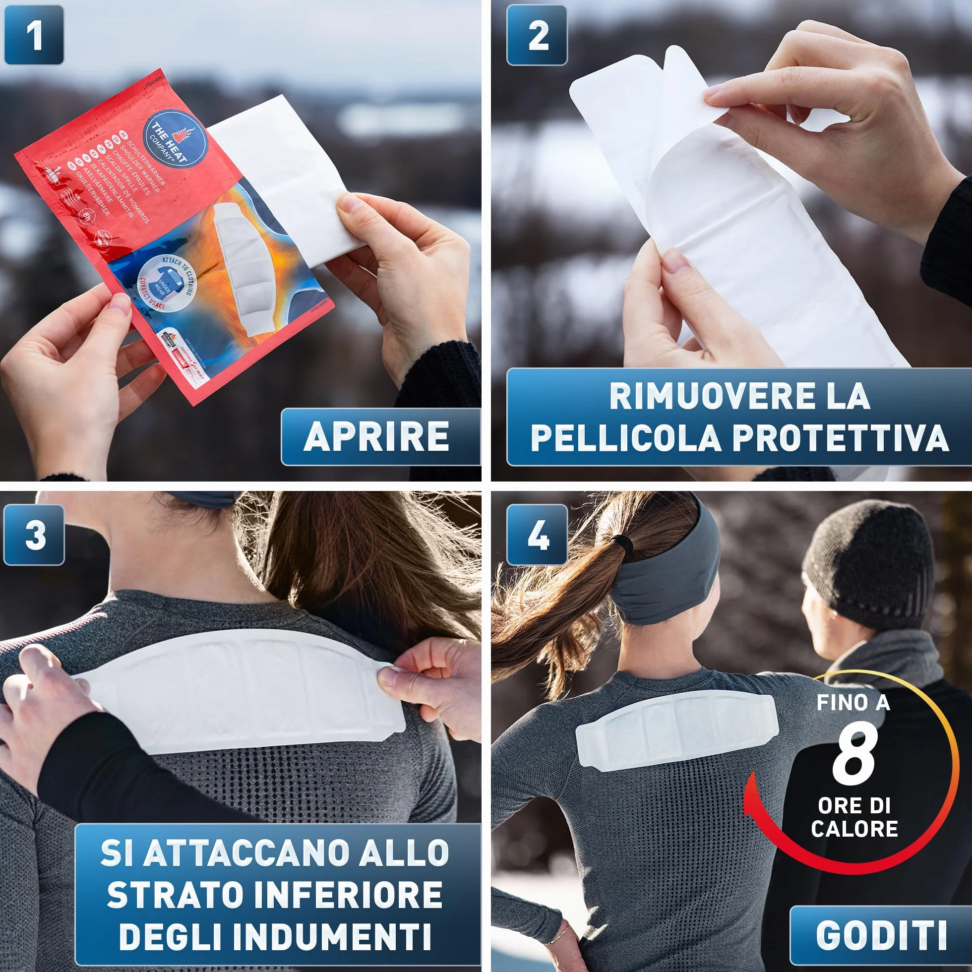 THE HEAT COMPANY Scalda Spalle 8 pezzi Scaldacollo autoriscaldante adesivo 8 ore calore