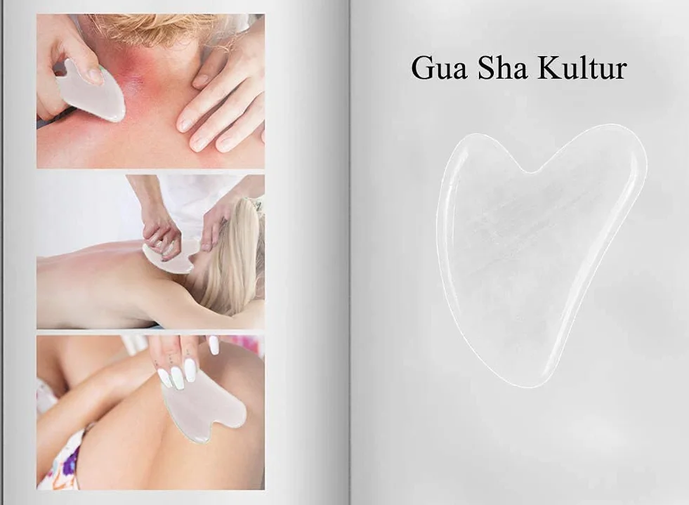 Gua Sha, Gua Sha Viso Ridurre le Linee Sottili e le Rughe, massaggi per terapia fisica e terapia di agopuntura per viso, occhi, collo e corpo (Bianco)
