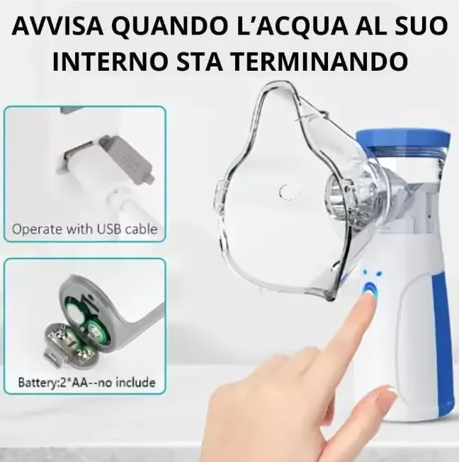 Nebulizzatore Portatile Silenzioso Inalatore con Maschere per Adulti e Bambini USB Ricaricabile
