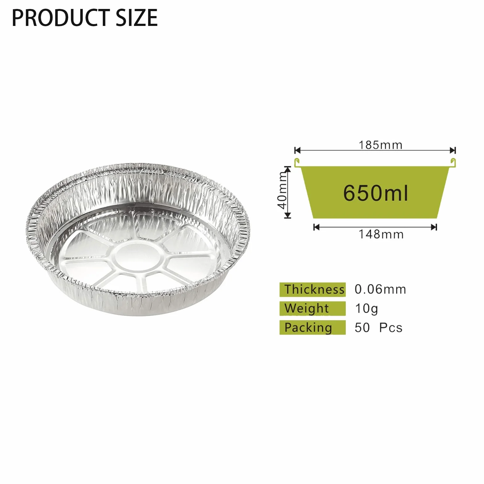 50 Pezzi Vaschette Rotonde Monouso, Contenitori in Alluminio Usa e Getta, Teglie per Cottura, Cottura a Vapore e Cucina (7 Pollici)